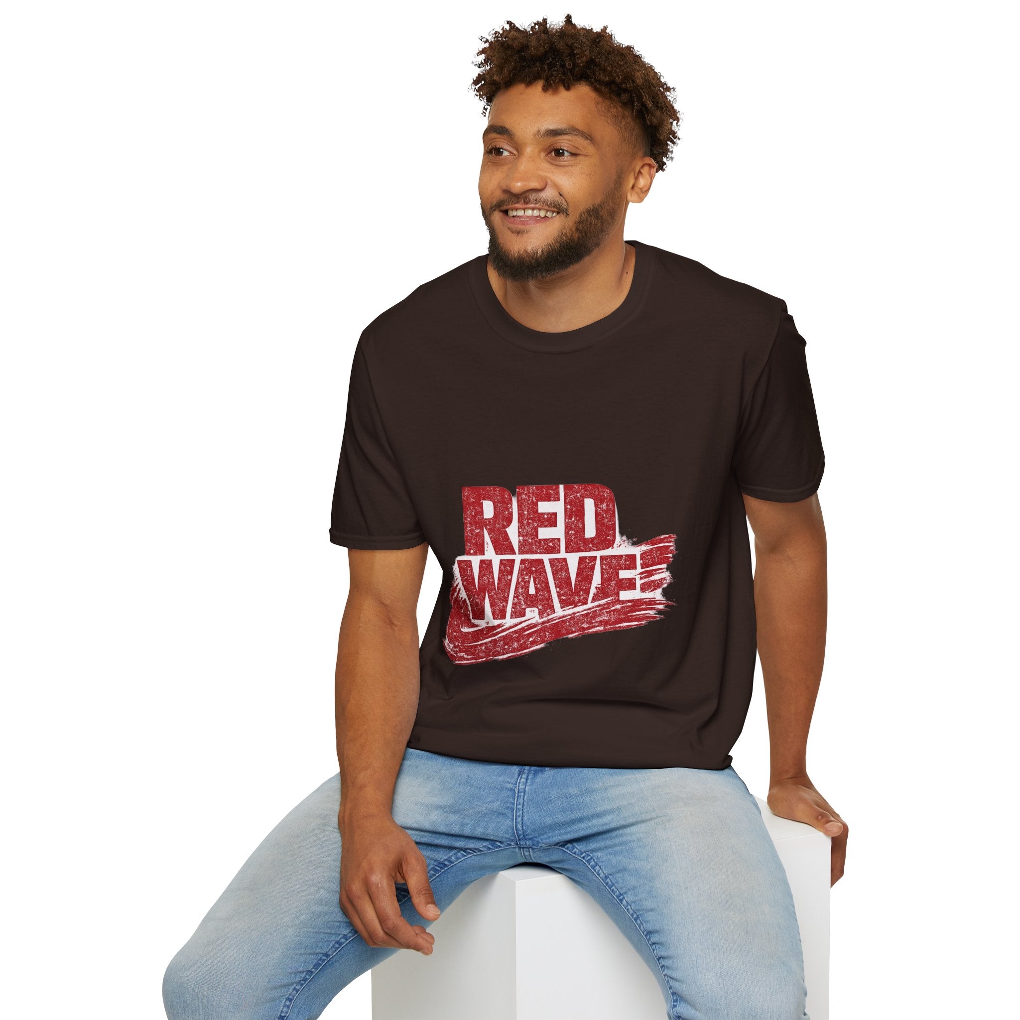 South Korea Red Wave Graphic T‑Shirt — Vintage Distressed Logo Tee