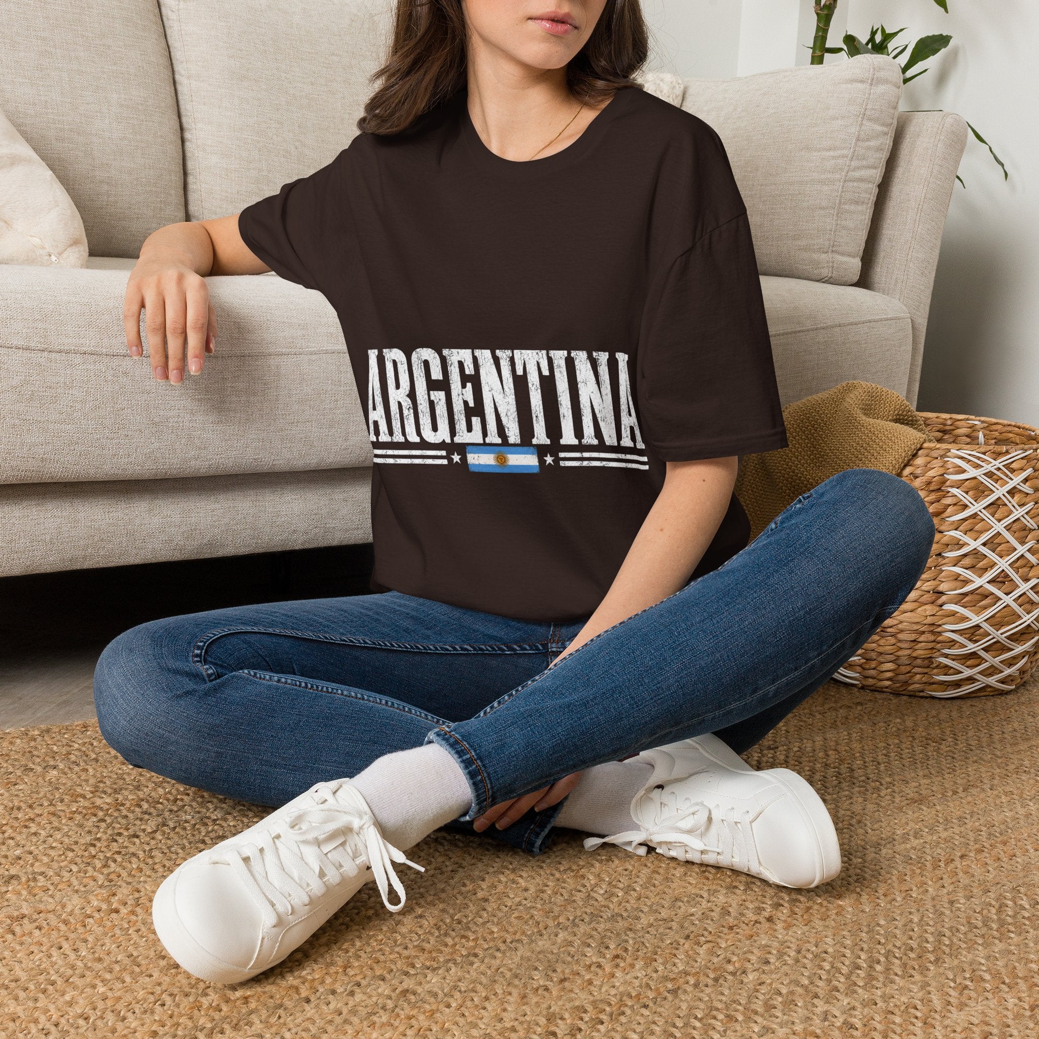 Argentina Graphic T-Shirt — Retro Flag Stripe Football Soccer Tee