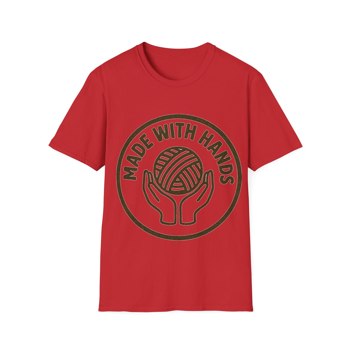 "Made With Hands" Vintage Ball of Yarn Logo Tee - Crafting Crochet Retro White T-Shirt - Trending Now - September 2026