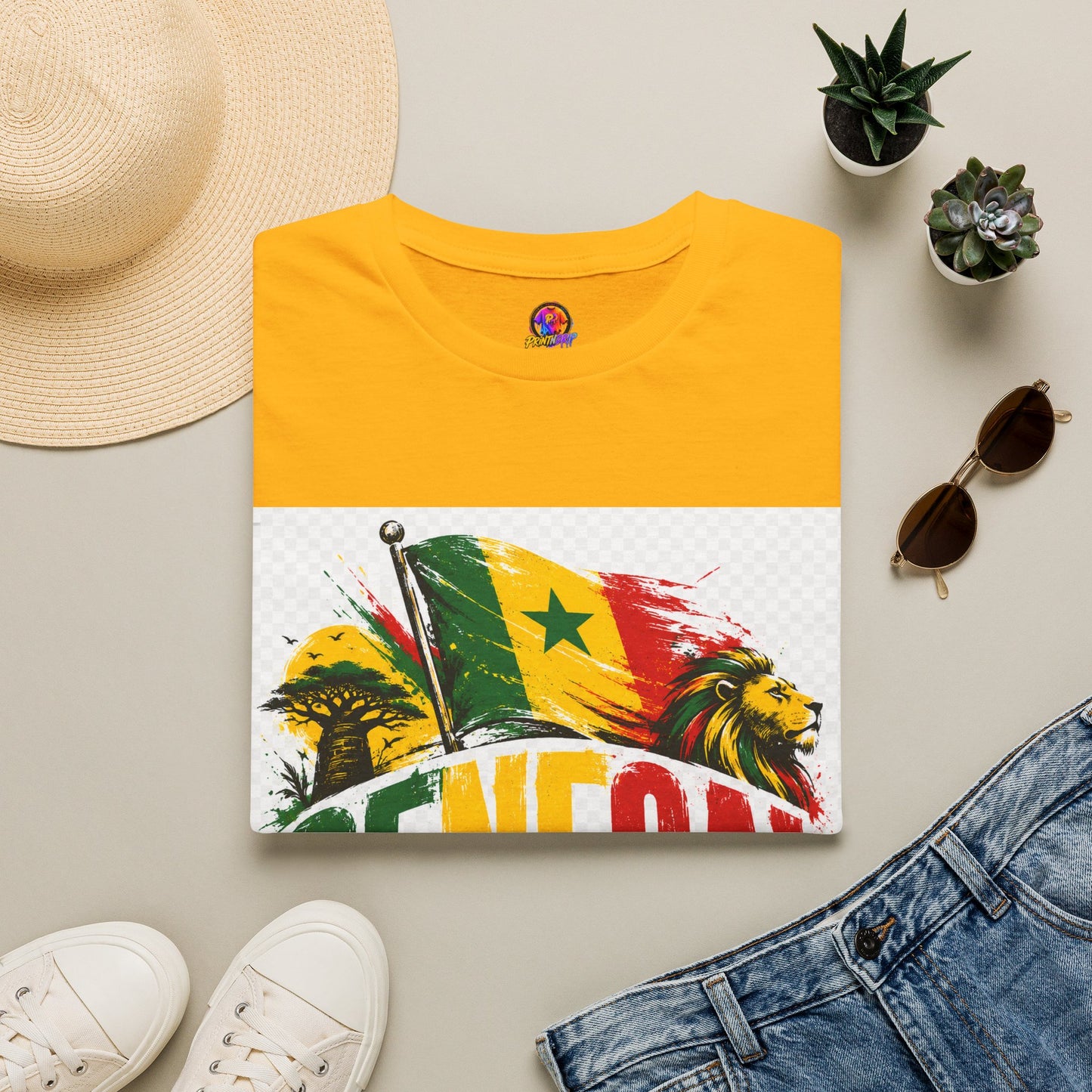 Senegal Flag Soccer T-Shirt — Lion & Football Pride Tee