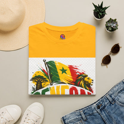 Senegal Flag Soccer T-Shirt — Lion & Football Pride Tee