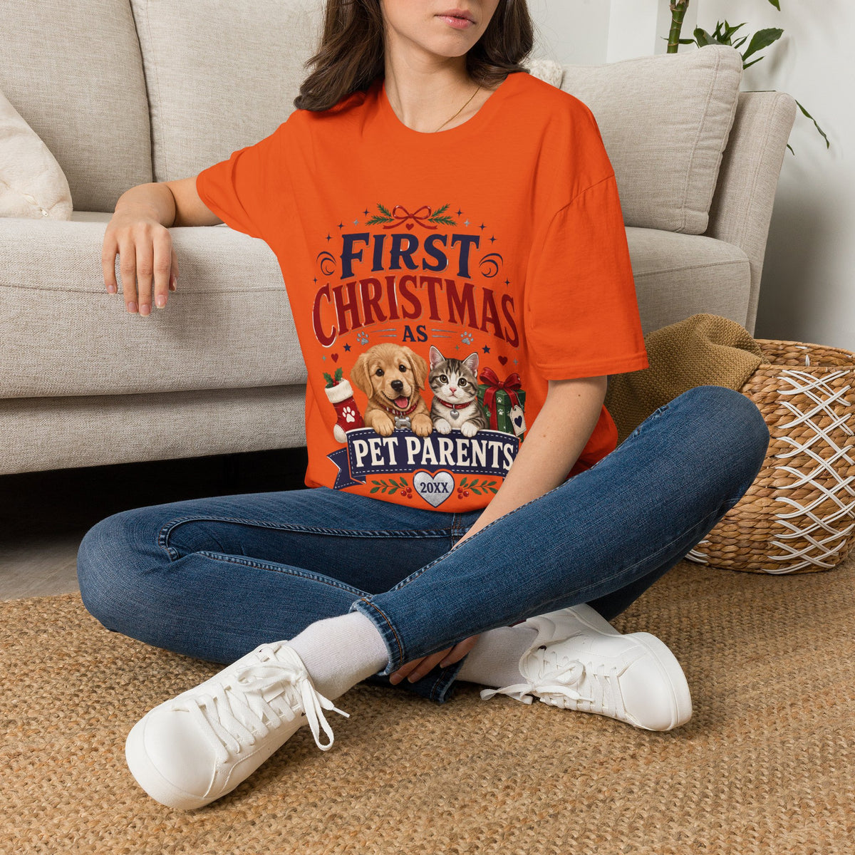 T-Shirt — "First Christmas as Pet Parents" Holiday Tee