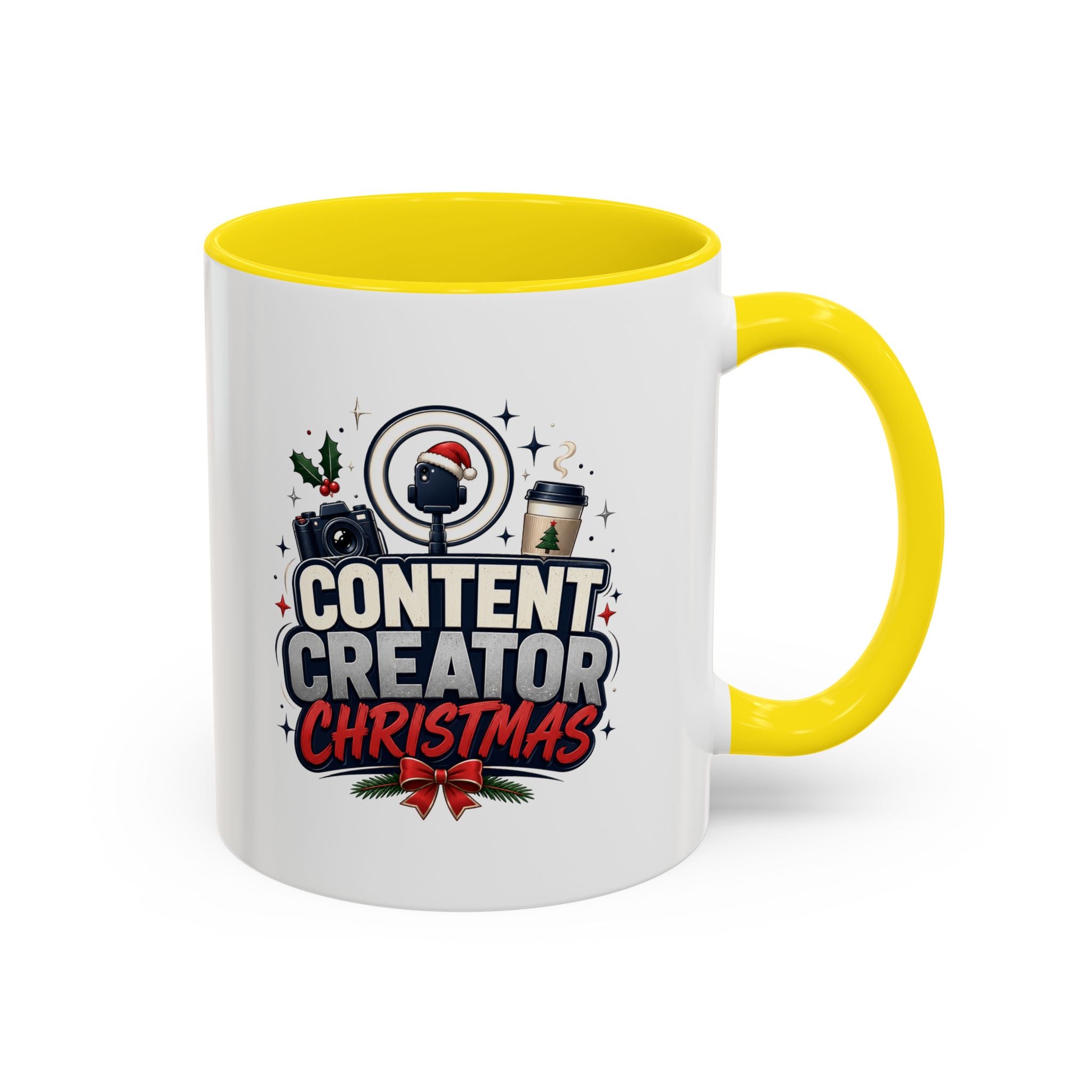 Modern Day Christmas Content Creator Christmas Accent Coffee Mug — Holiday Social Media Gifts (11/15oz)