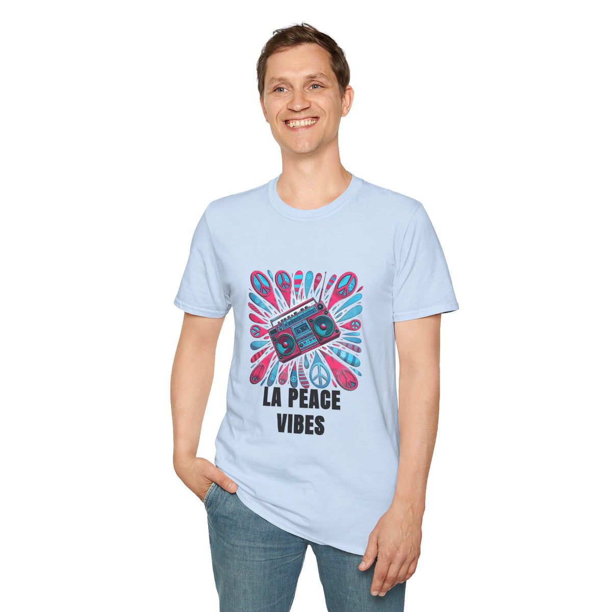 La Peace Vibes T-Shirt — Retro Boombox Peace Sign Graphic Tee - Trending Now - August 2026