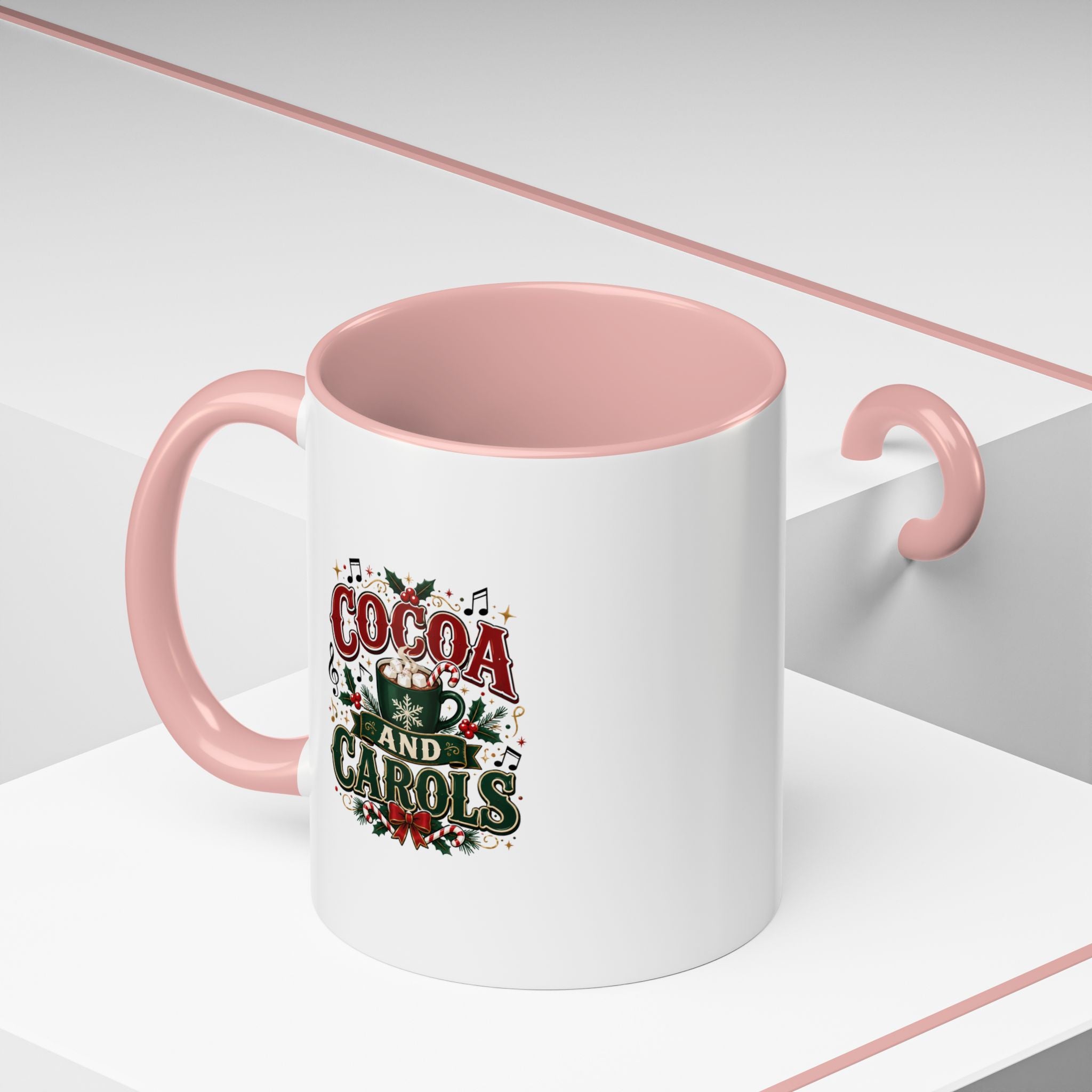 Cocoa and Carols Accent Coffee Mug — Holiday Christmas Cocoa Mug