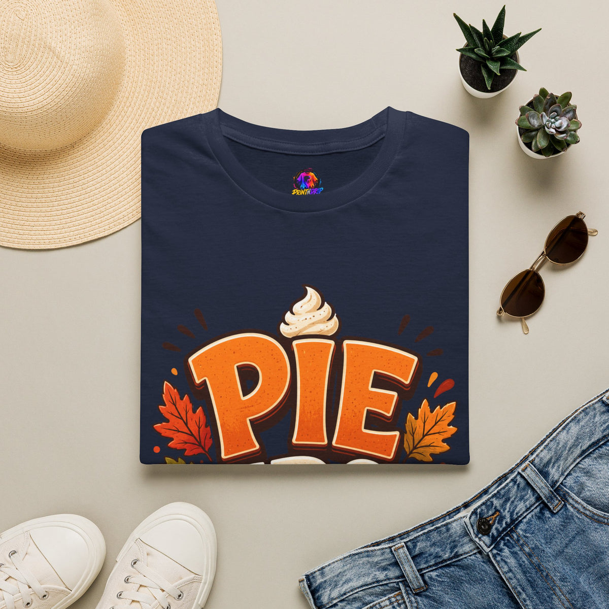 Thanksgiving T-Shirt Pie First T-Shirt — Funny Thanksgiving Pumpkin Pie Graphic Tee