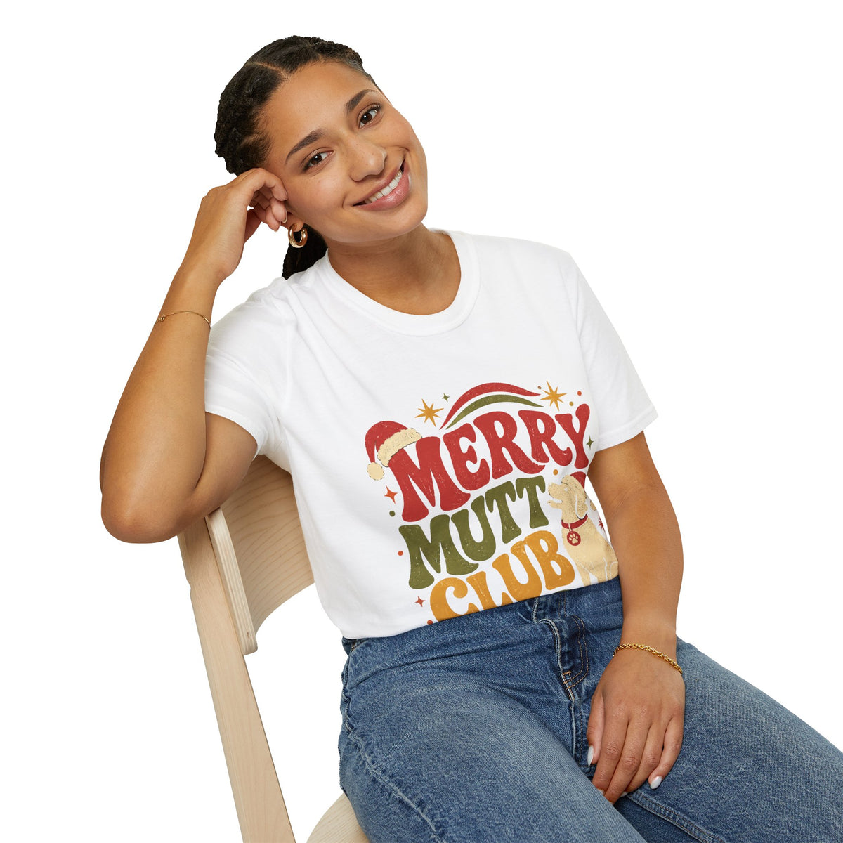 Merry Mutt Club T-Shirt — Retro Christmas Dog Lover Tee
