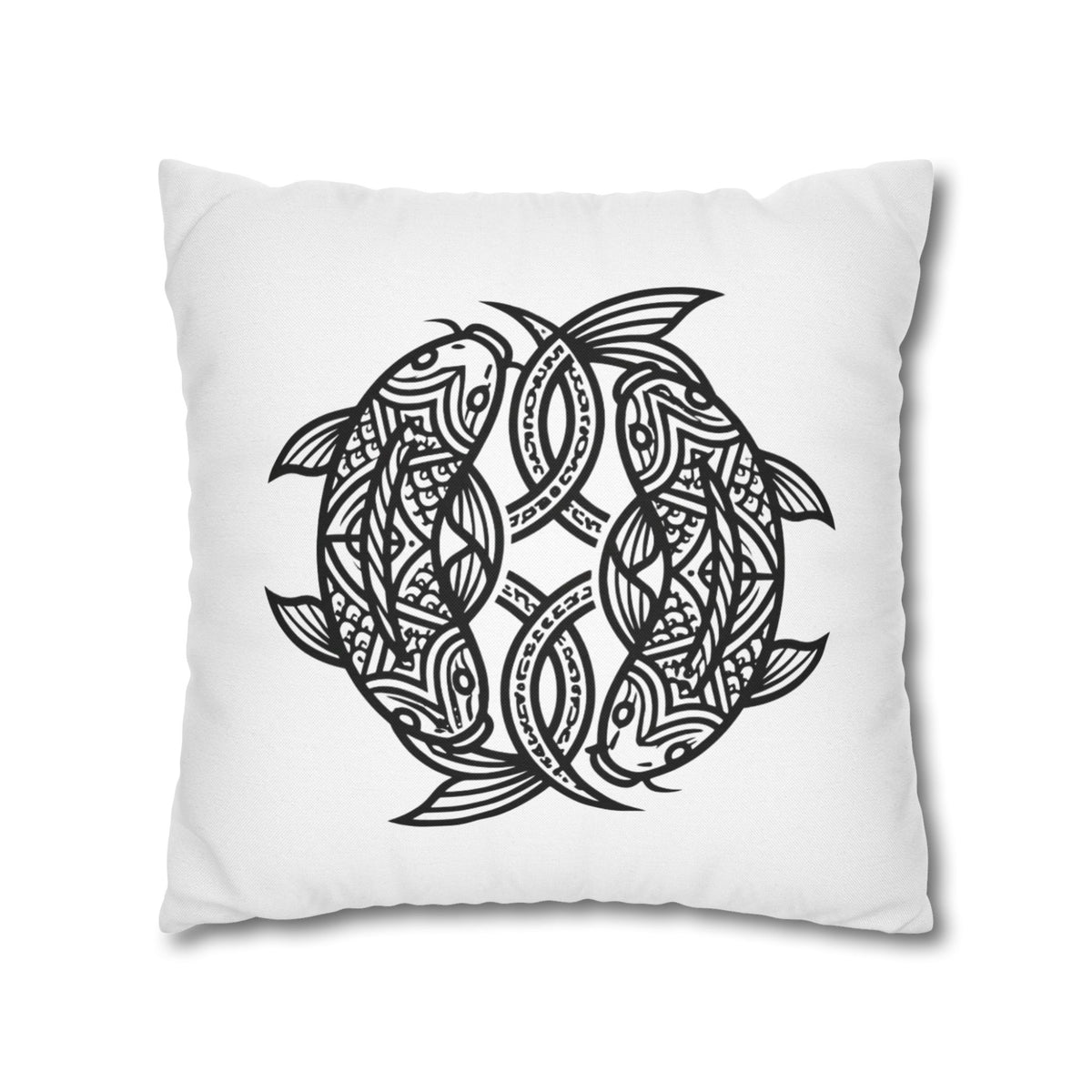 Pisces Celtic Koi Fish Decorative Pillowcase — Tribal Circle Fish Throw Pillow