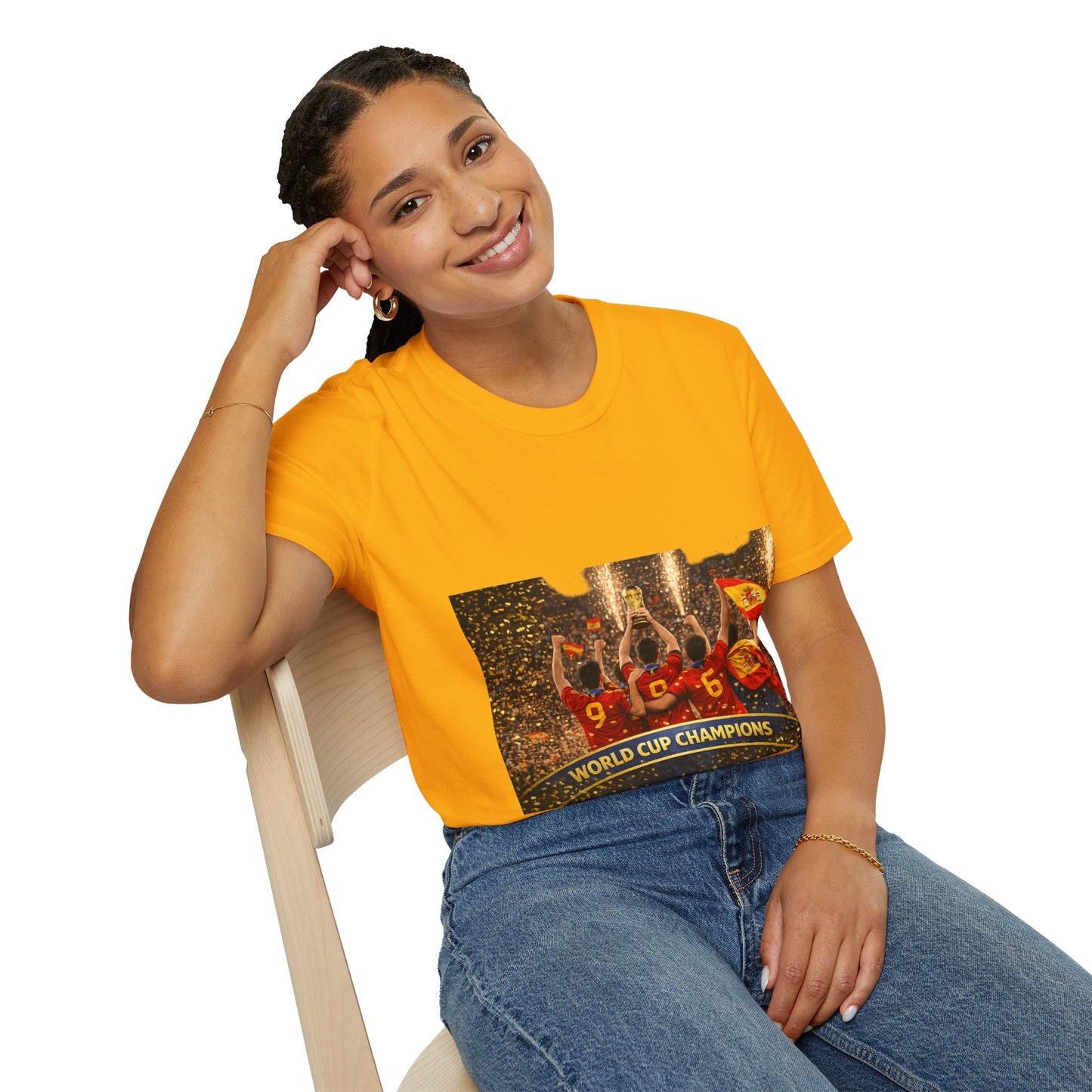 Spain World Cup Champions T‑Shirt — Soccer Trophy Celebration Tee