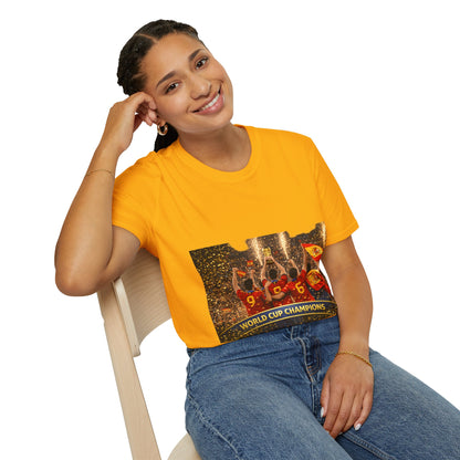 Spain World Cup Champions T‑Shirt — Soccer Trophy Celebration Tee