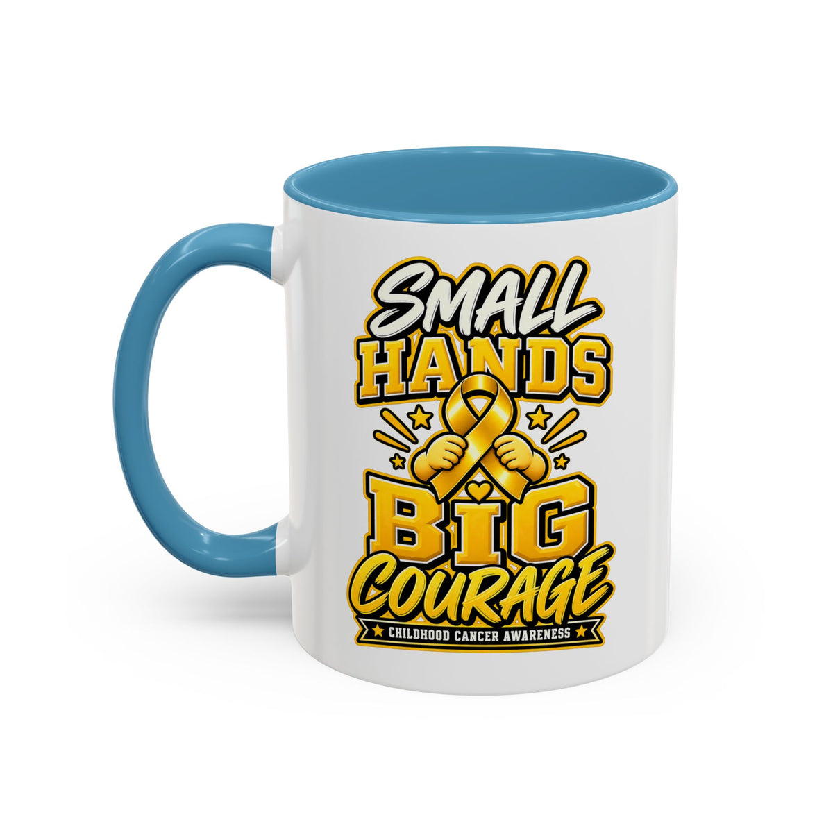 Coffee Mug - "Small Hands Big Courage" Childhood Cancer Awareness Accent Mug