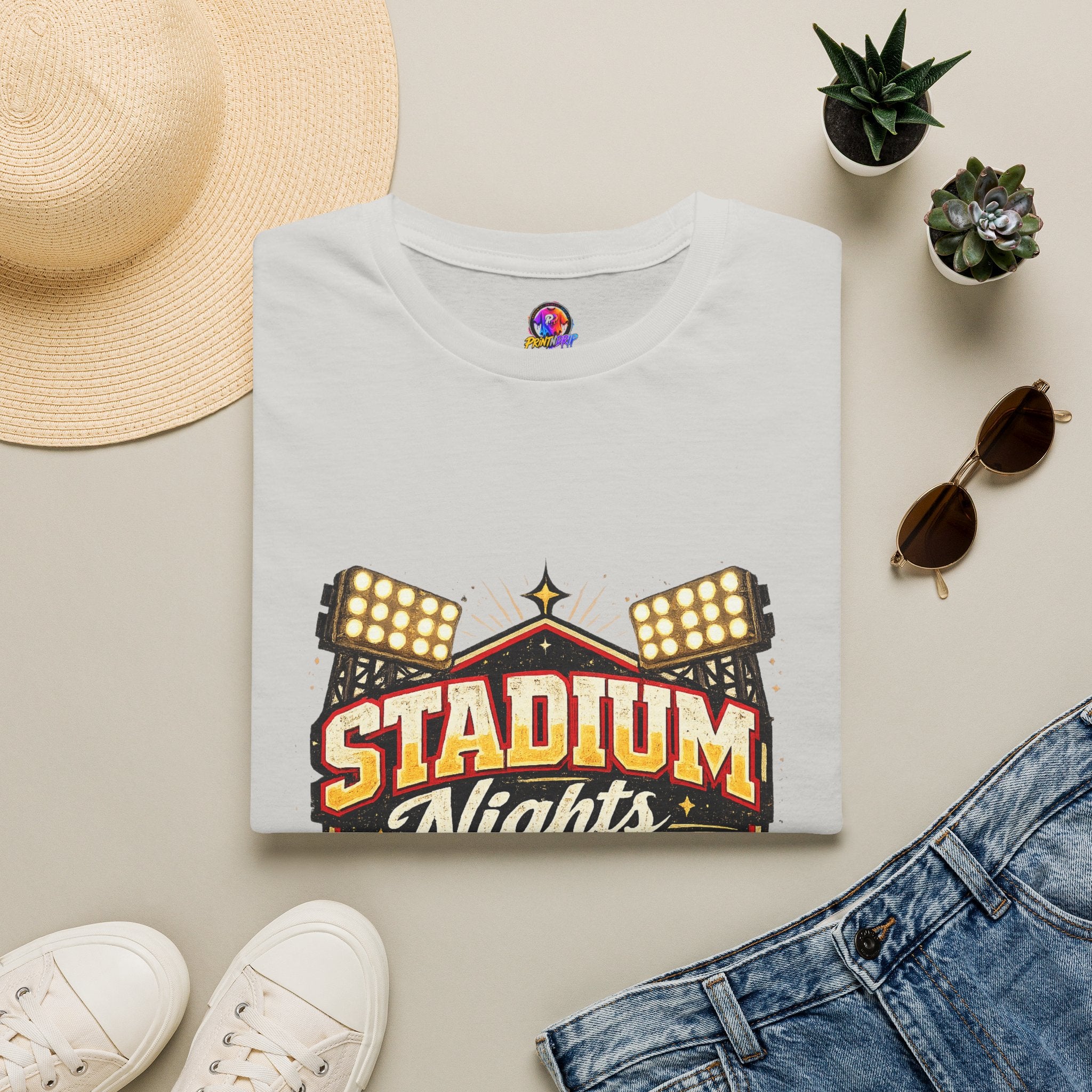 Stadium Nights T-Shirt — Vintage Sports Lights Graphic Tee