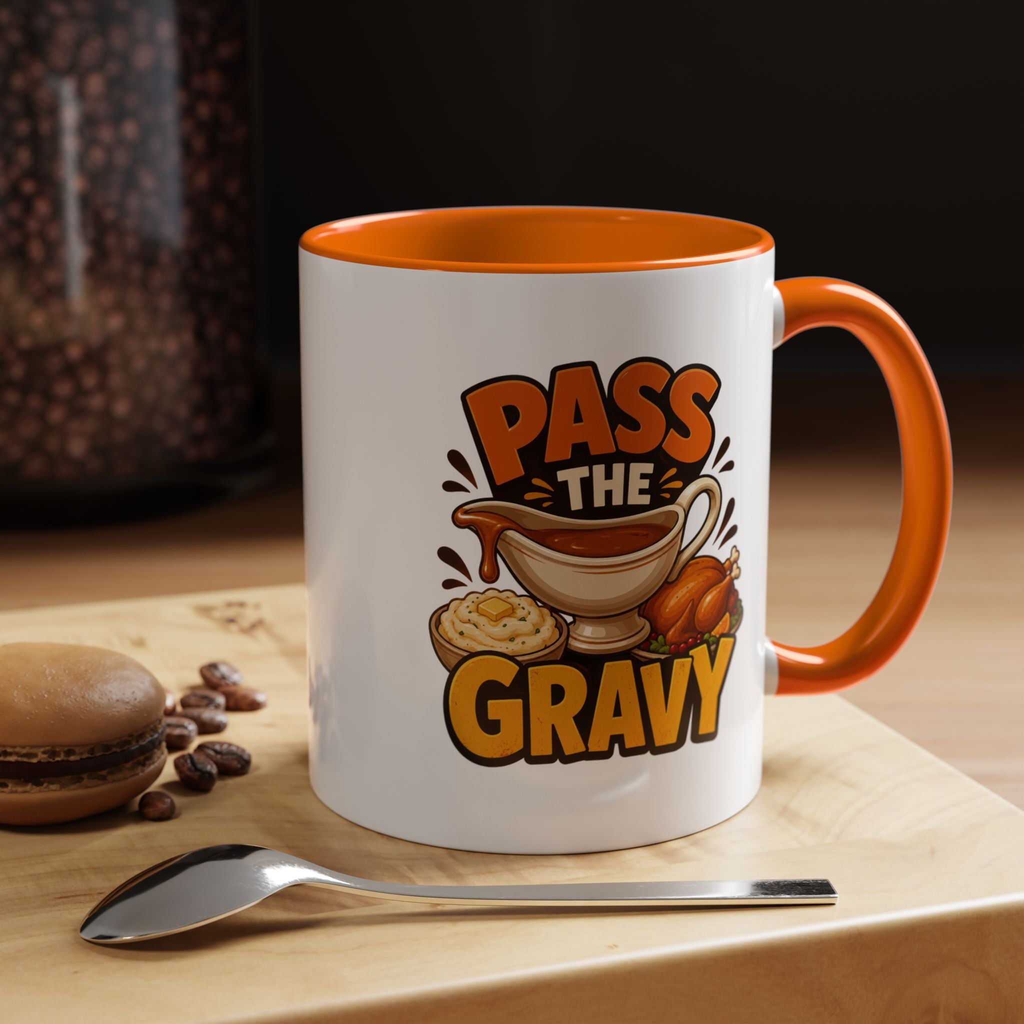 Thanksgiving Mug Pass the Gravy Coffee Mug — Thanksgiving Turkey & Gravy Bowl Accent Mug