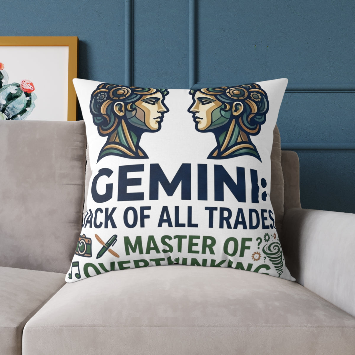 Gemini Zodiac Jack Of All Trades Square Poly Canvas Pillow