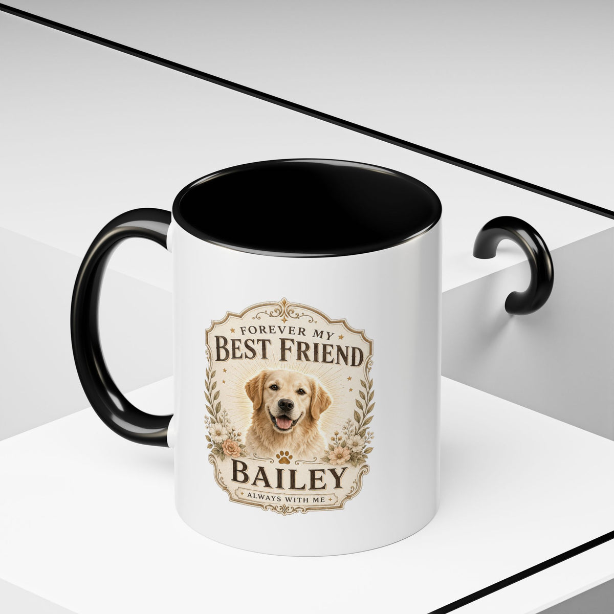 Milo Bailey Dog Dad Mom Forever My Best Friend Dog Coffee Mug — Personalized Pet Name Accent Mug