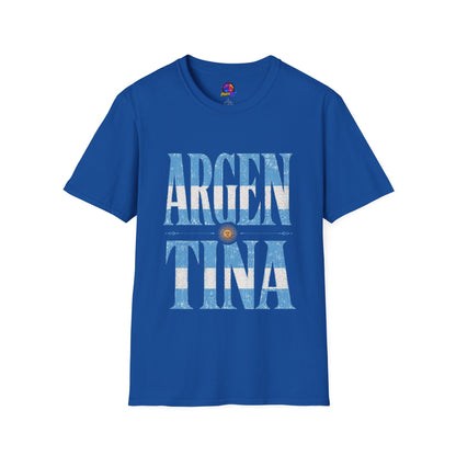 Argentina Flag Graphic T‑Shirt — Vintage Blue Distressed Typography