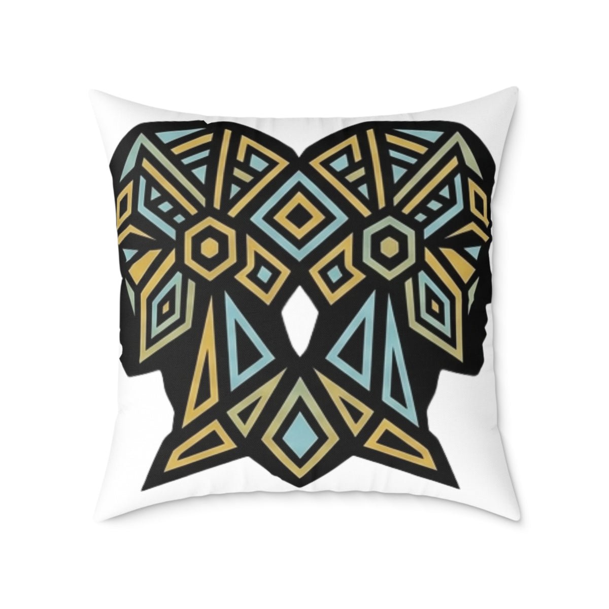 Gemini Zodiac Geometric Elephant Throw Pillow — Boho Tribal Canvas Accent