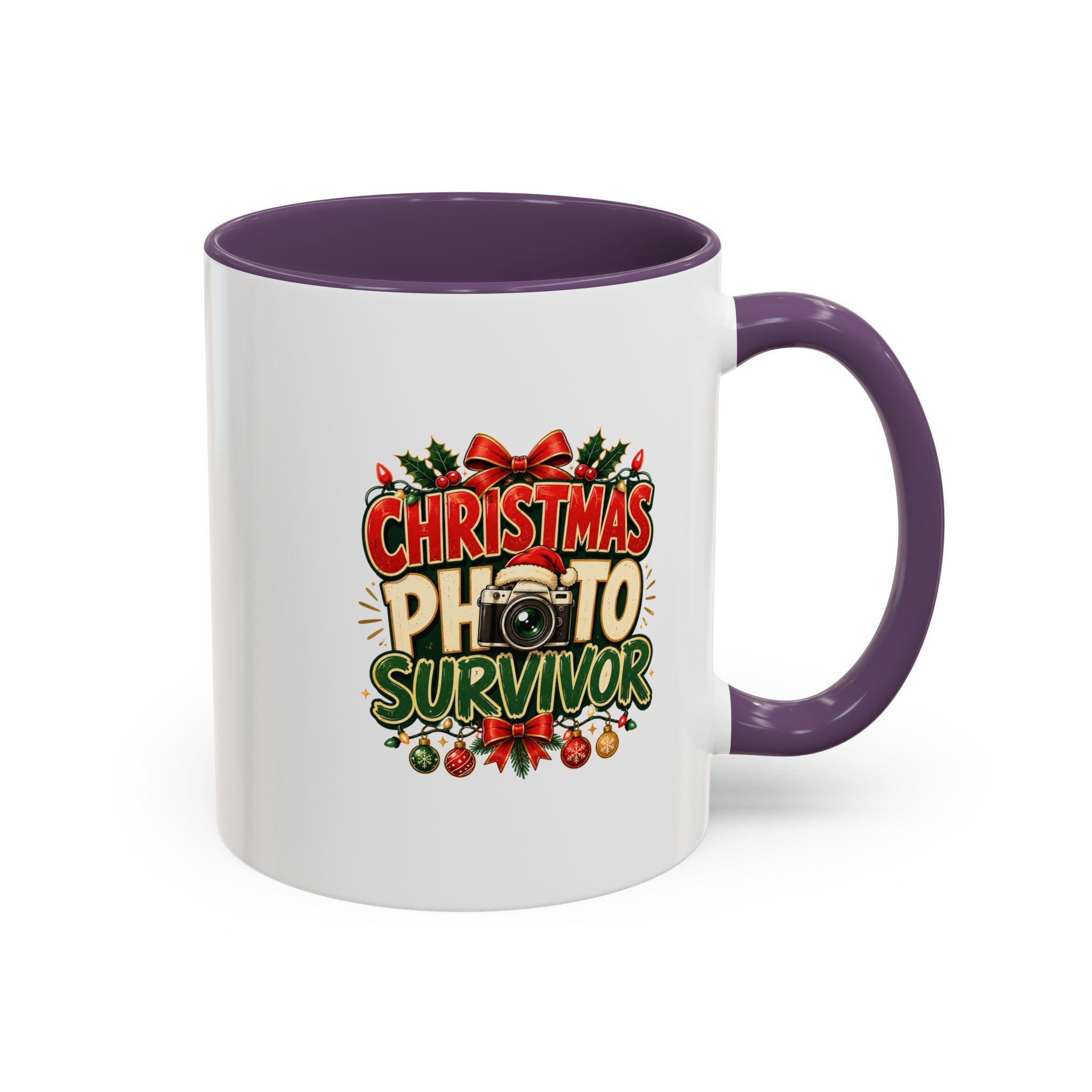 Christmas Photo Survivor Accent Coffee Mug — Holiday Photographer Gift