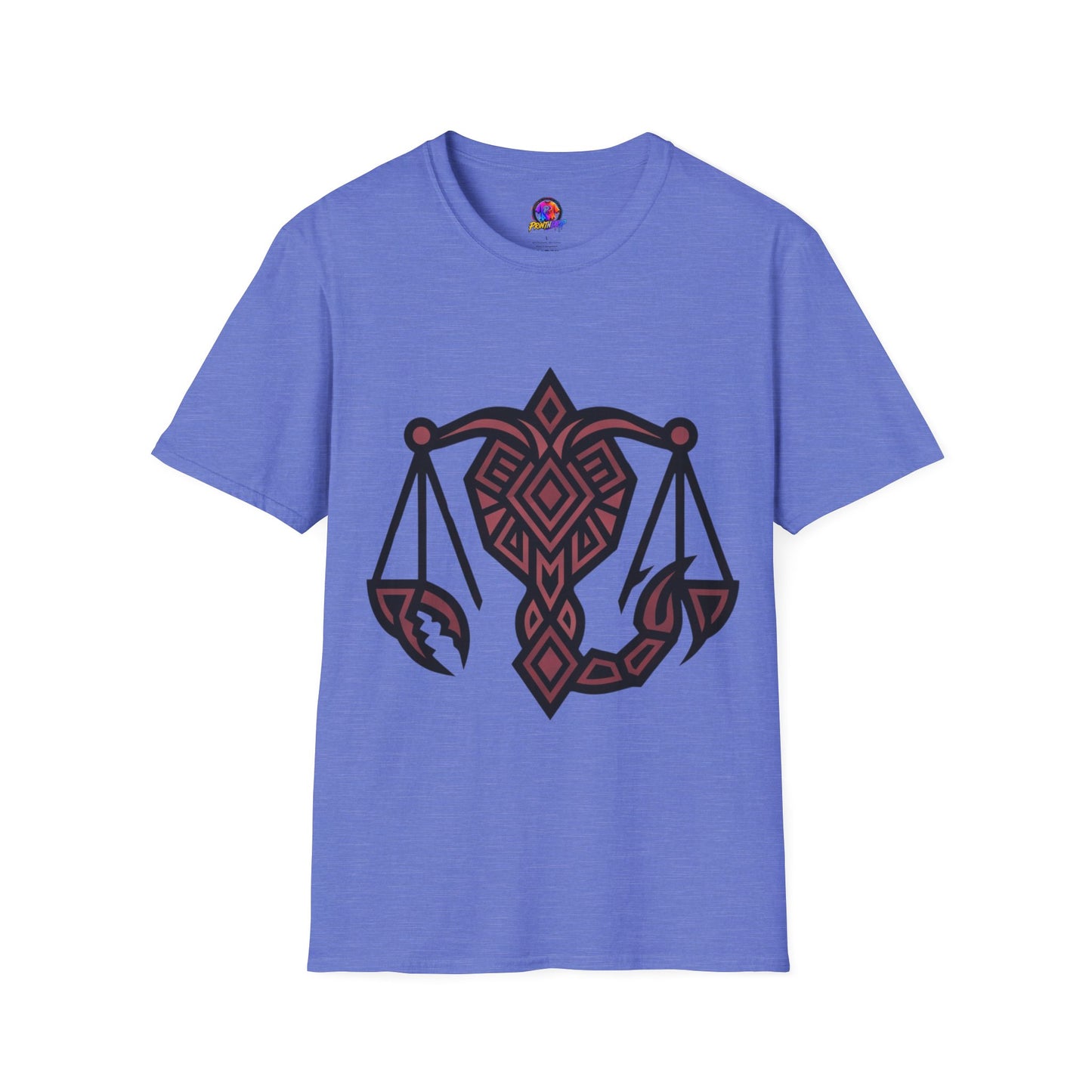 Libra Scales Graphic T‑Shirt — Tribal Zodiac Balance Design