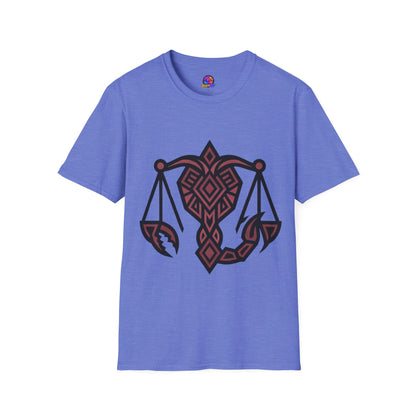 Libra Scales Graphic T‑Shirt — Tribal Zodiac Balance Design