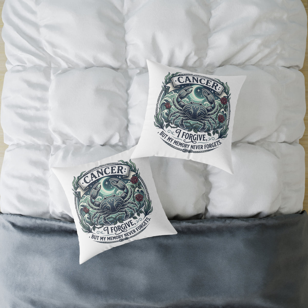 Cancer Zodiac Pillow Forgive But My Memory Never Forgets Square Poly Canvas Pillow