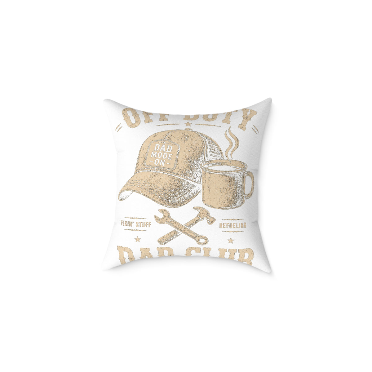 Decorative Pillow  Milo Bailey Dog Dad Mom – "Dad Made It" Cap & Coffee Rustic Throw Pillow for Father’s Day