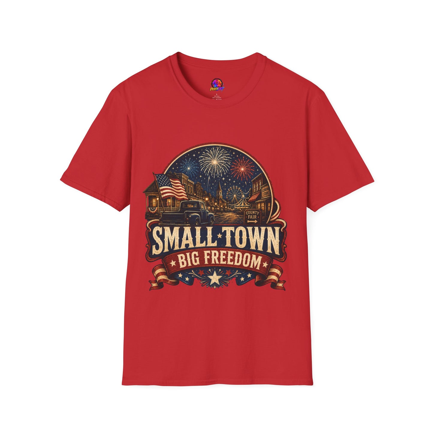 Small Town Big Freedom T-Shirt — Patriotic 4th of July Fireworks Tee