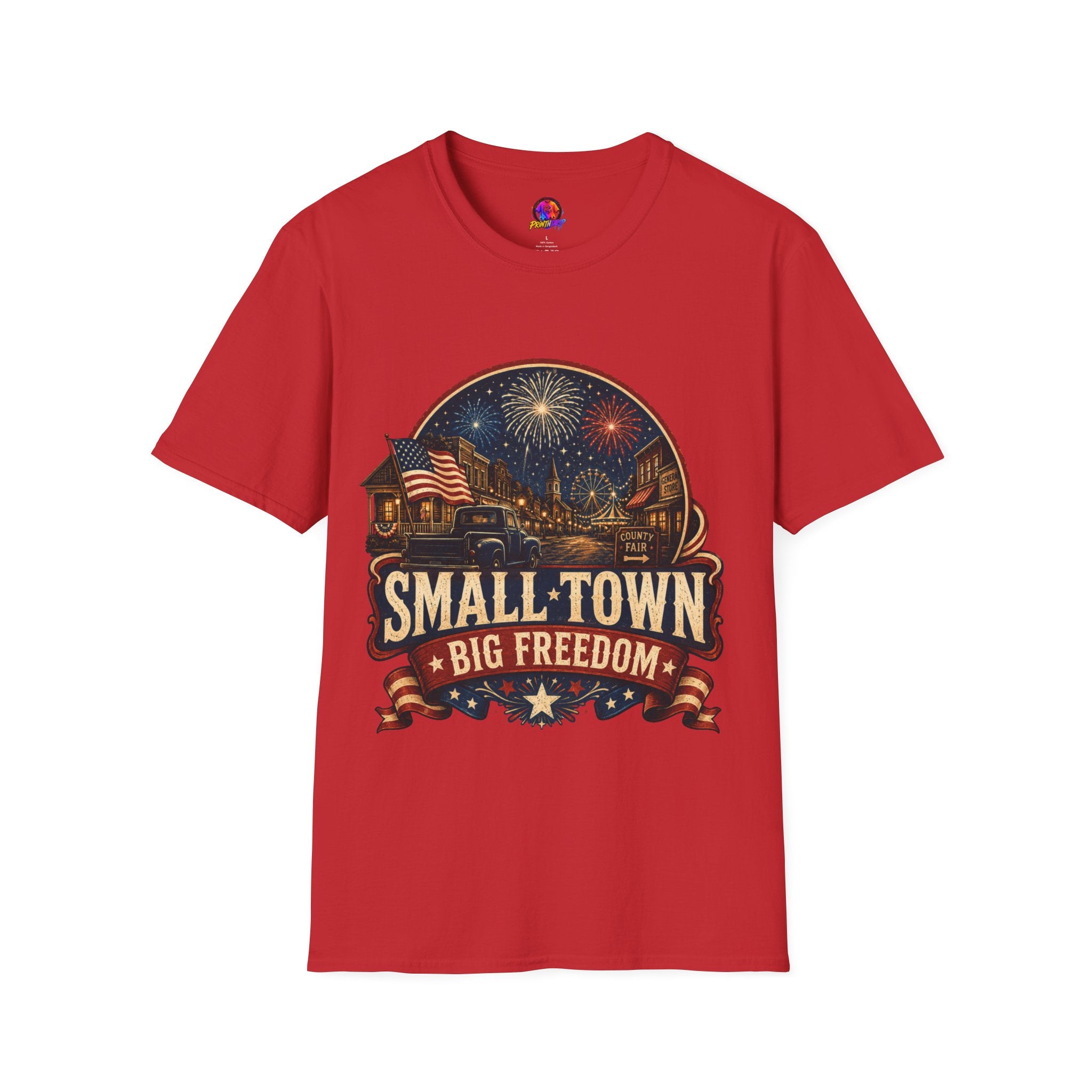 Small Town Big Freedom T-Shirt — Patriotic 4th of July Fireworks Tee