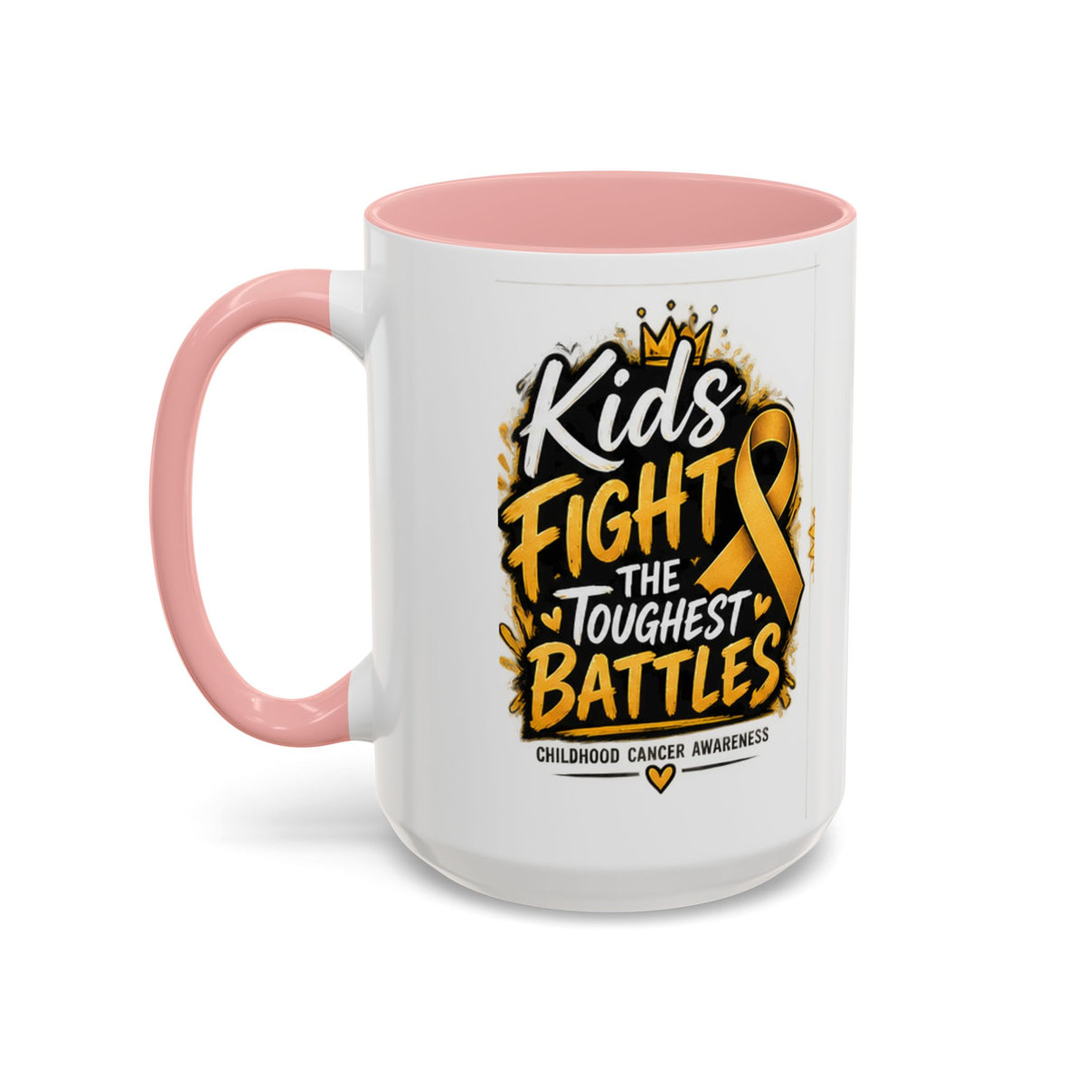 Kids Fight The Toughest Battles Accent Coffee Mug — Childhood Cancer Awareness 11/15oz