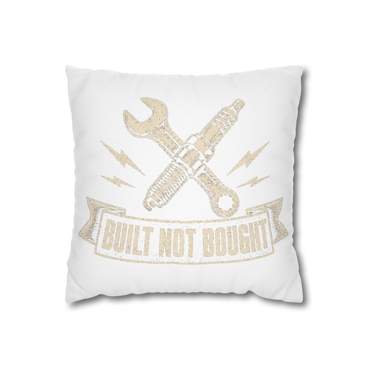 Built Not Bought Pillowcase  Milo Bailey Dog Dad Mom— Mechanic Wrench Spark Plug Decorative Throw Pillow