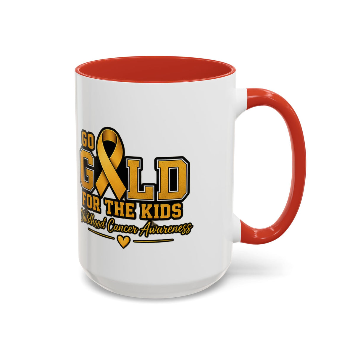 Gold For The Kids Coffee Mug — Childhood Cancer Awareness Accent Mug (11/15oz)