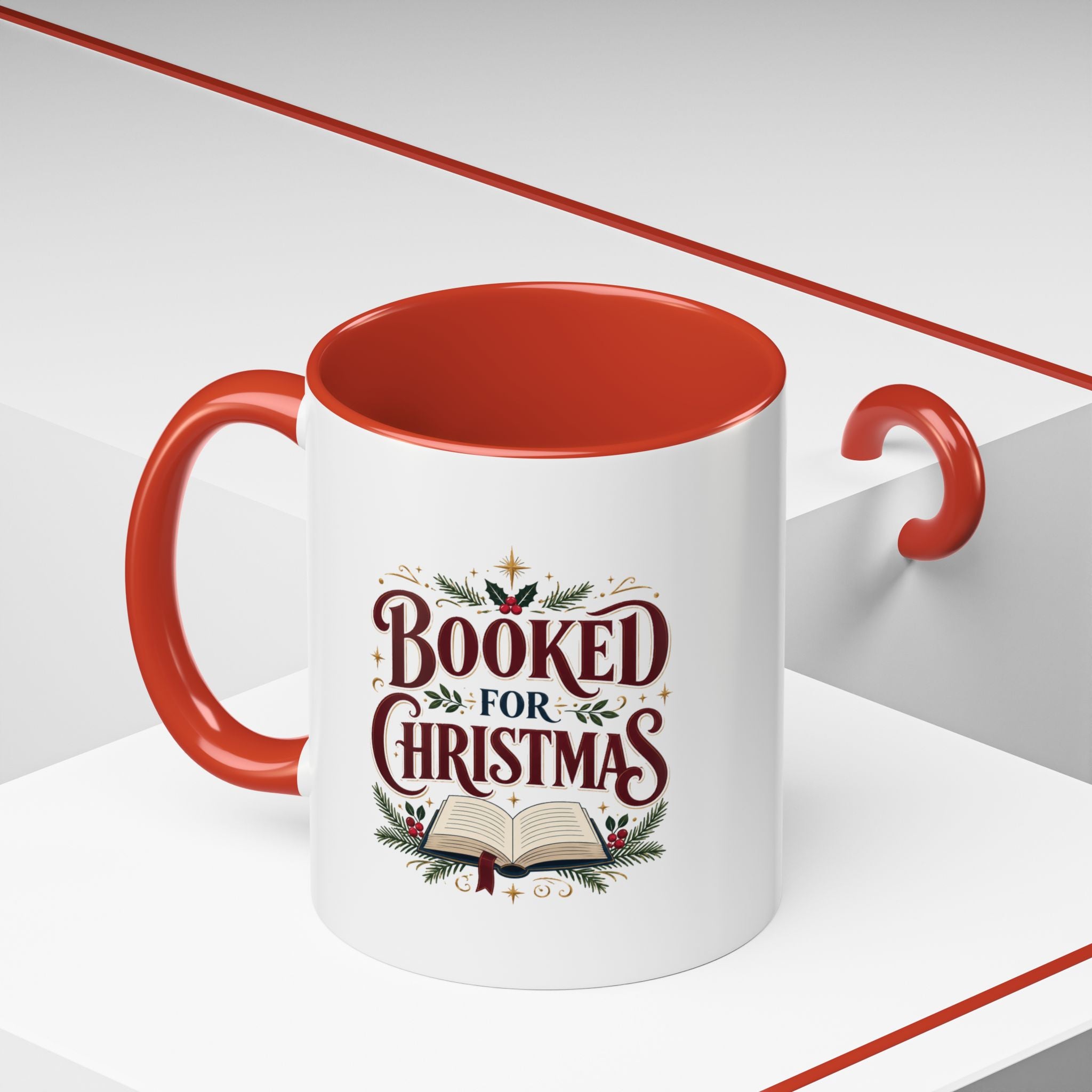 Christmas Booked for Christmas Coffee Mug — Holiday Book Lover Accent Mug