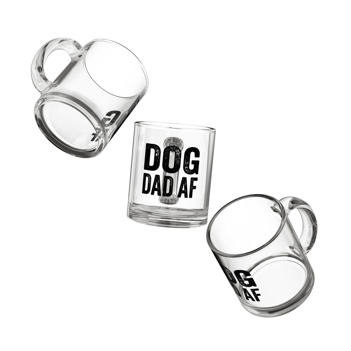 Funny Glass Mug Glass Mug — "Dog Dad AF" 10oz Clear Beer & Coffee Glass for Dog Lovers, Funny Gift for Father's Day