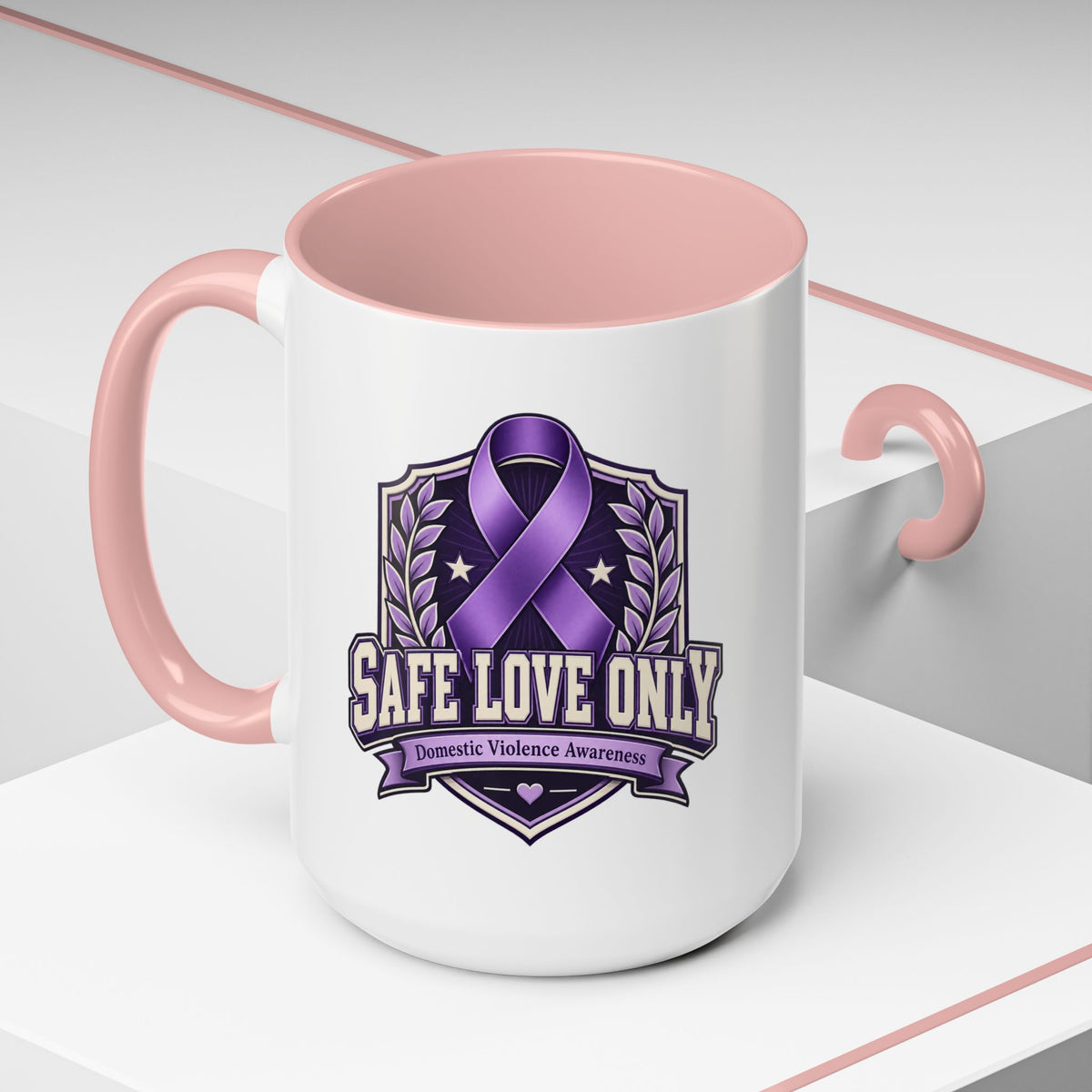 Coffee Mug — "Safe Love Only" Domestic Violence Awareness (Purple Ribbon)