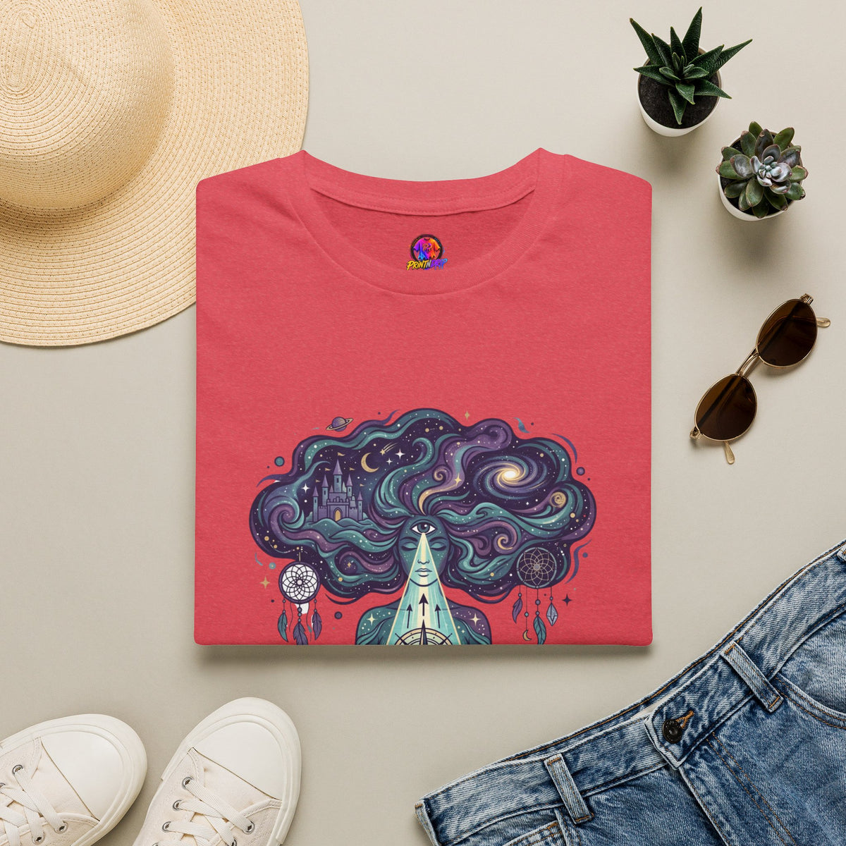 Dreamy Meditation T-Shirt — 'Guided by dreams, ruled by intuition' Spiritual Art Tee