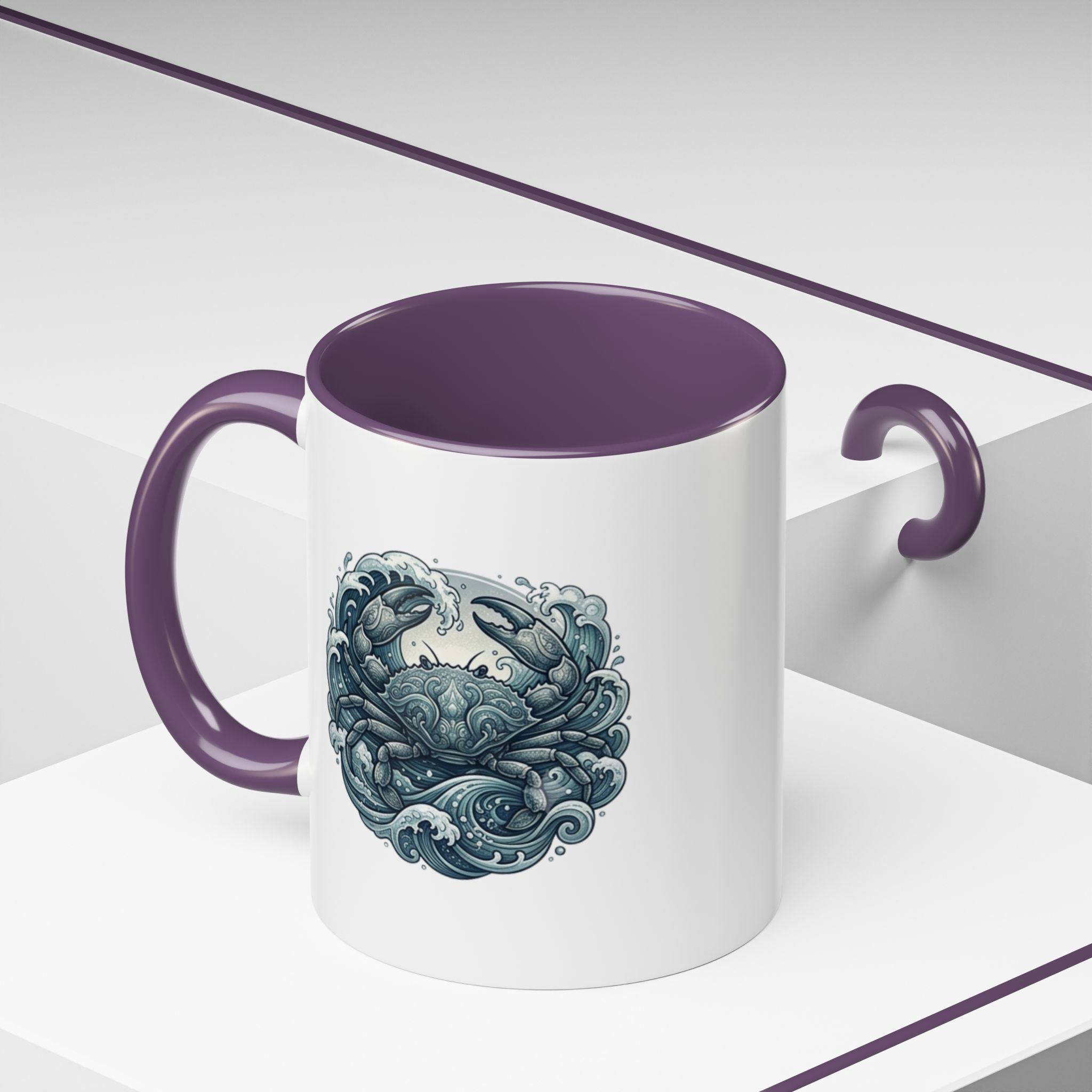 Crab Wave Accent Coffee Mug — Nautical Ocean Art