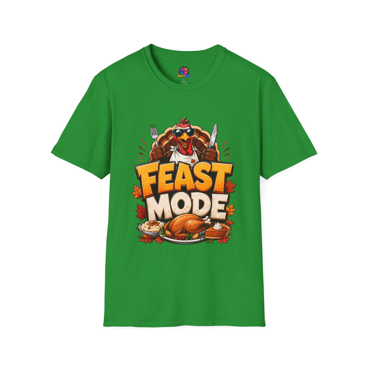 Thanksgiving T-Shirt Feast Mode T-Shirt — Funny Thanksgiving Turkey Graphic Tee