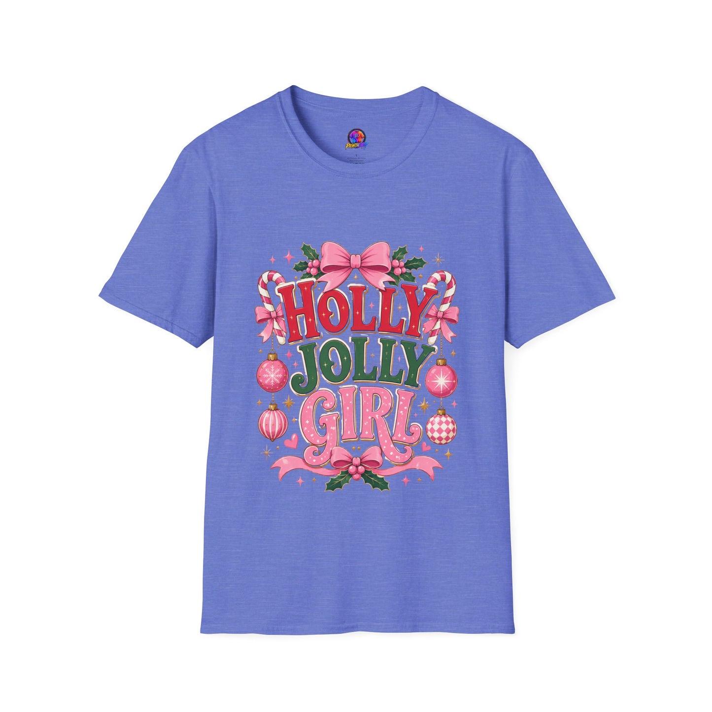 Holly Jolly Girl T-Shirt — Pink Holiday Graphic Tee