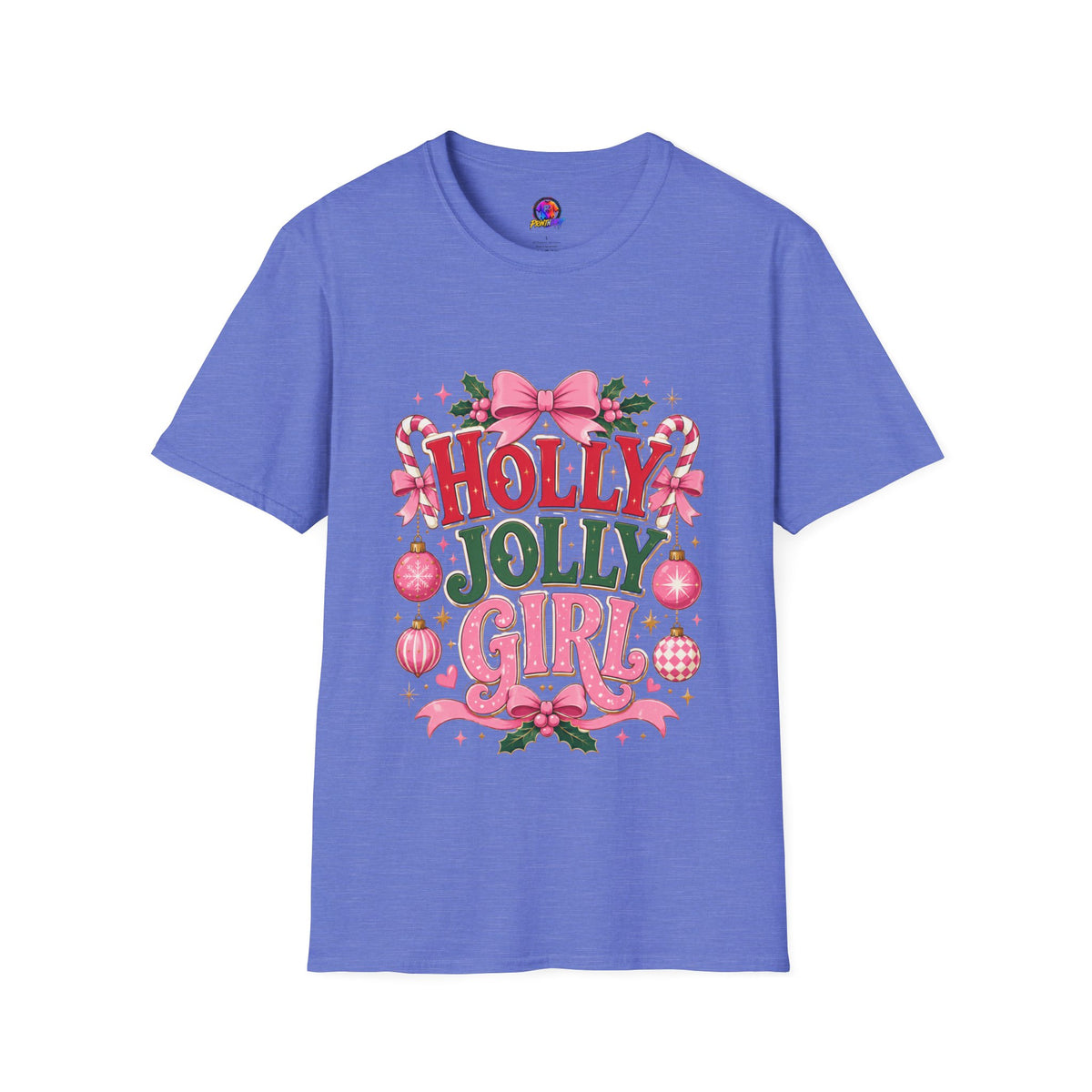 Holly Jolly Girl T-Shirt — Pink Holiday Graphic Tee