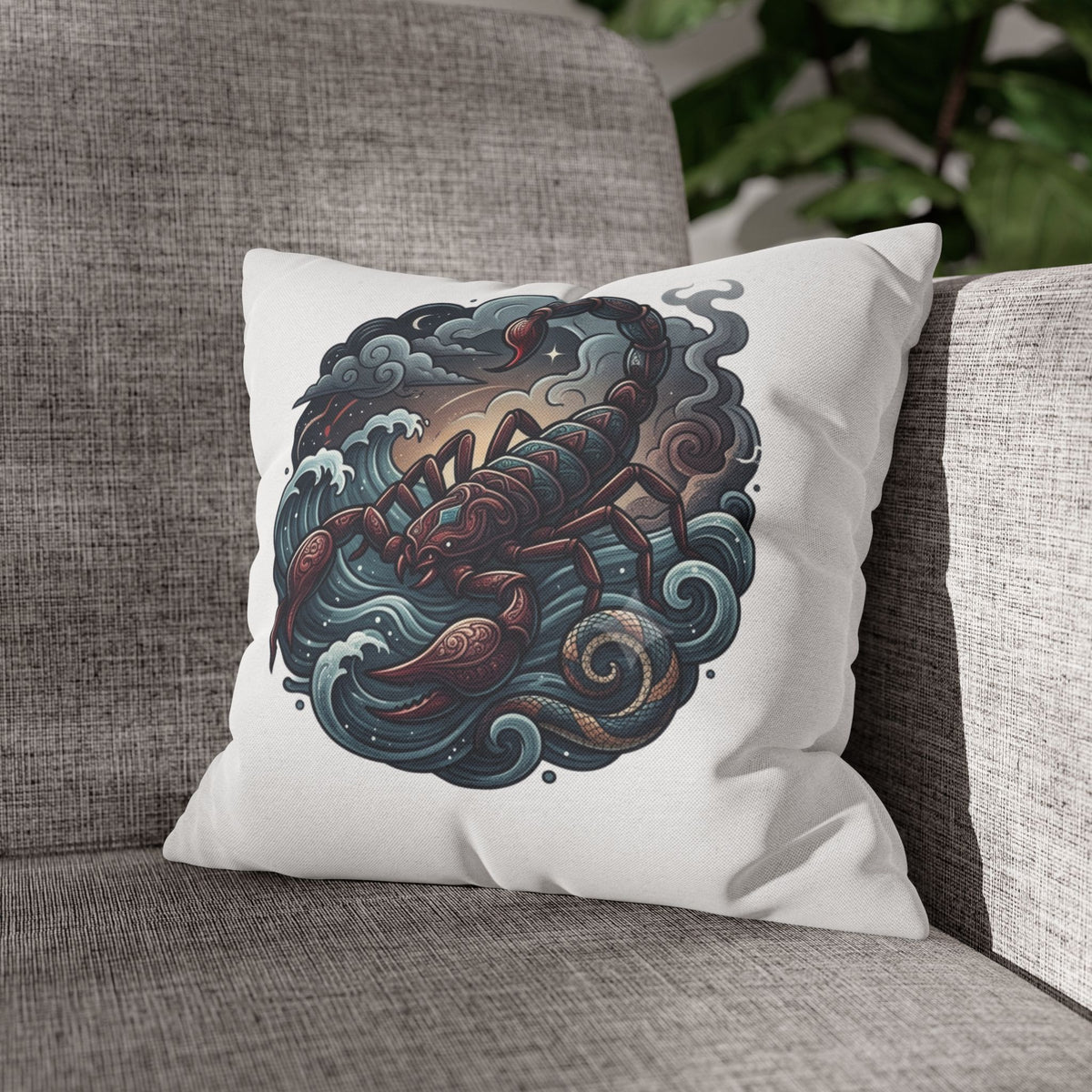 Scorpion Wave Decorative Pillowcase — Zodiac Scorpio Throw Pillow Cover