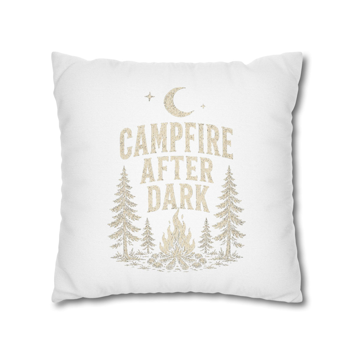Campfire After Dark Decorative Pillowcase Milo Bailey Dog Dad Mom — Cozy Rustic Camping Throw Pillow