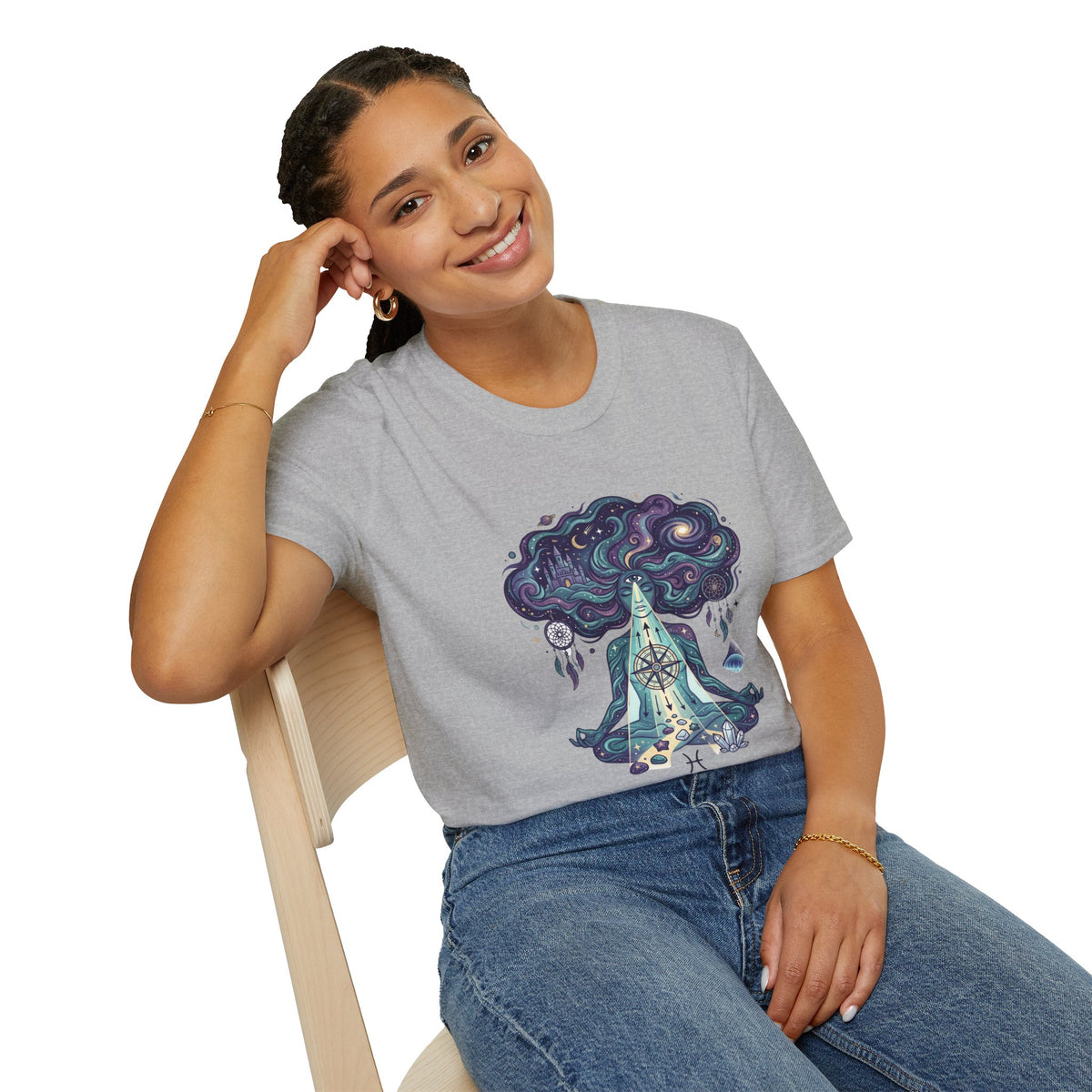 Dreamy Meditation T-Shirt — 'Guided by dreams, ruled by intuition' Spiritual Art Tee