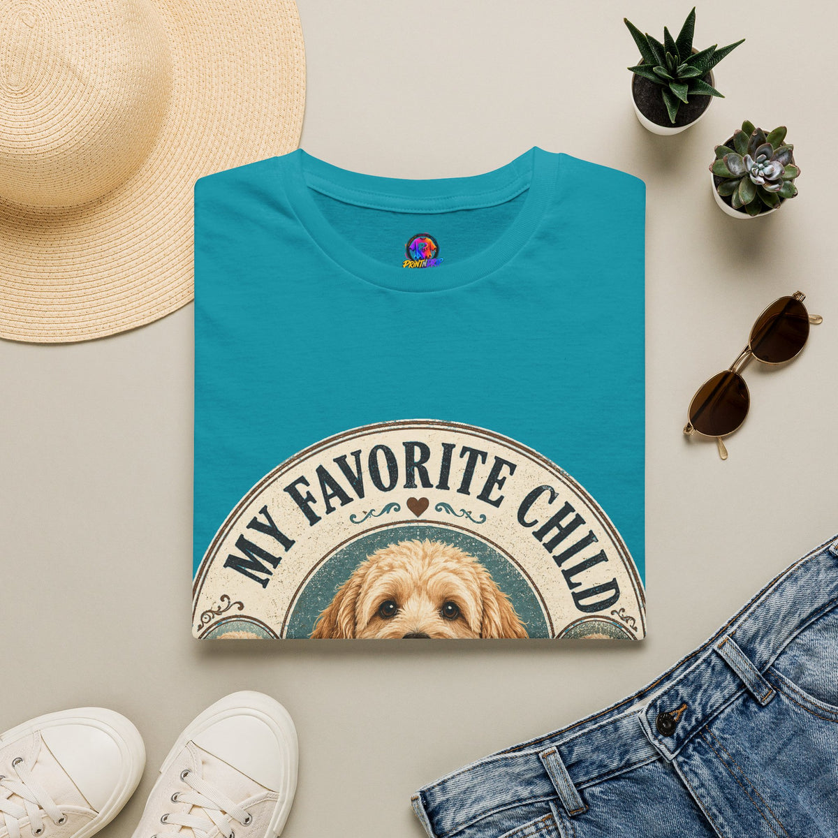 Dog Mom T-Shirt — "My Favorite Child" Cute Goldendoodle Graphic Tee