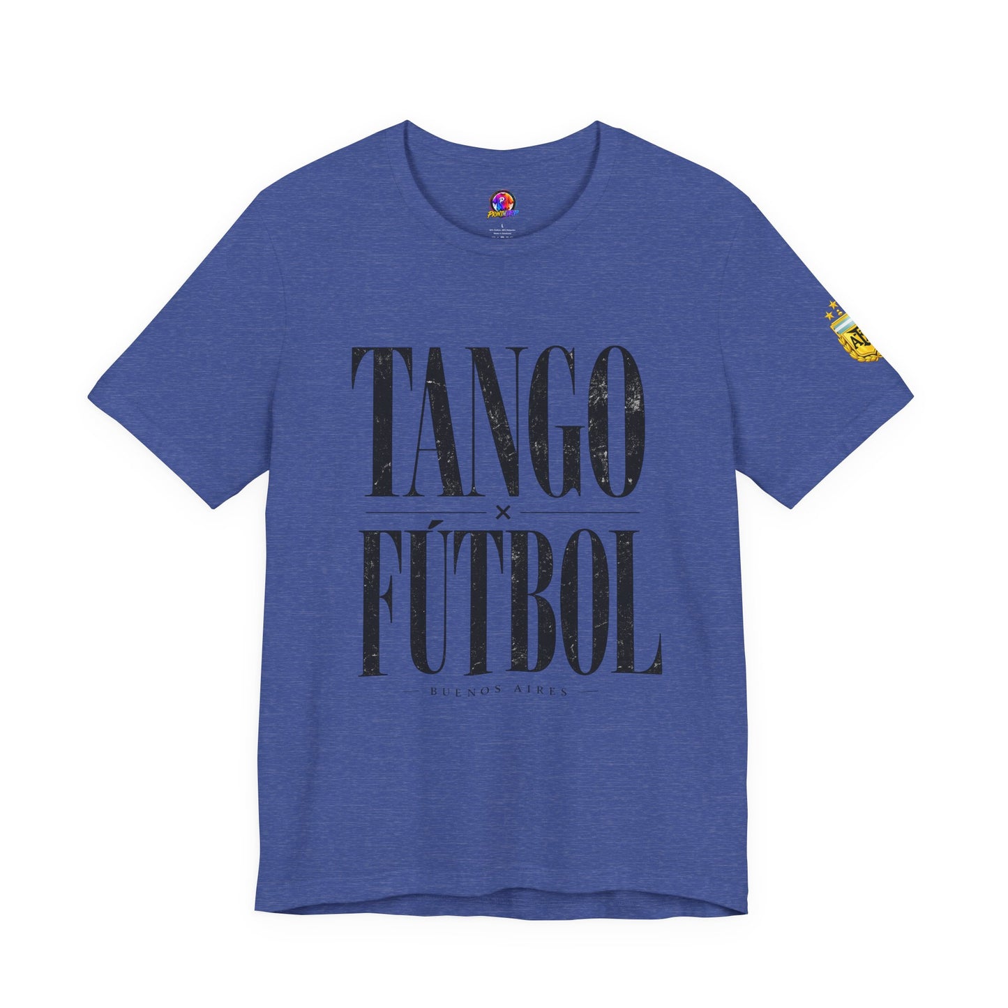 Argentina - Tango y Fútbol Graphic Tee - Bold Serif Soccer & Dance Shirt