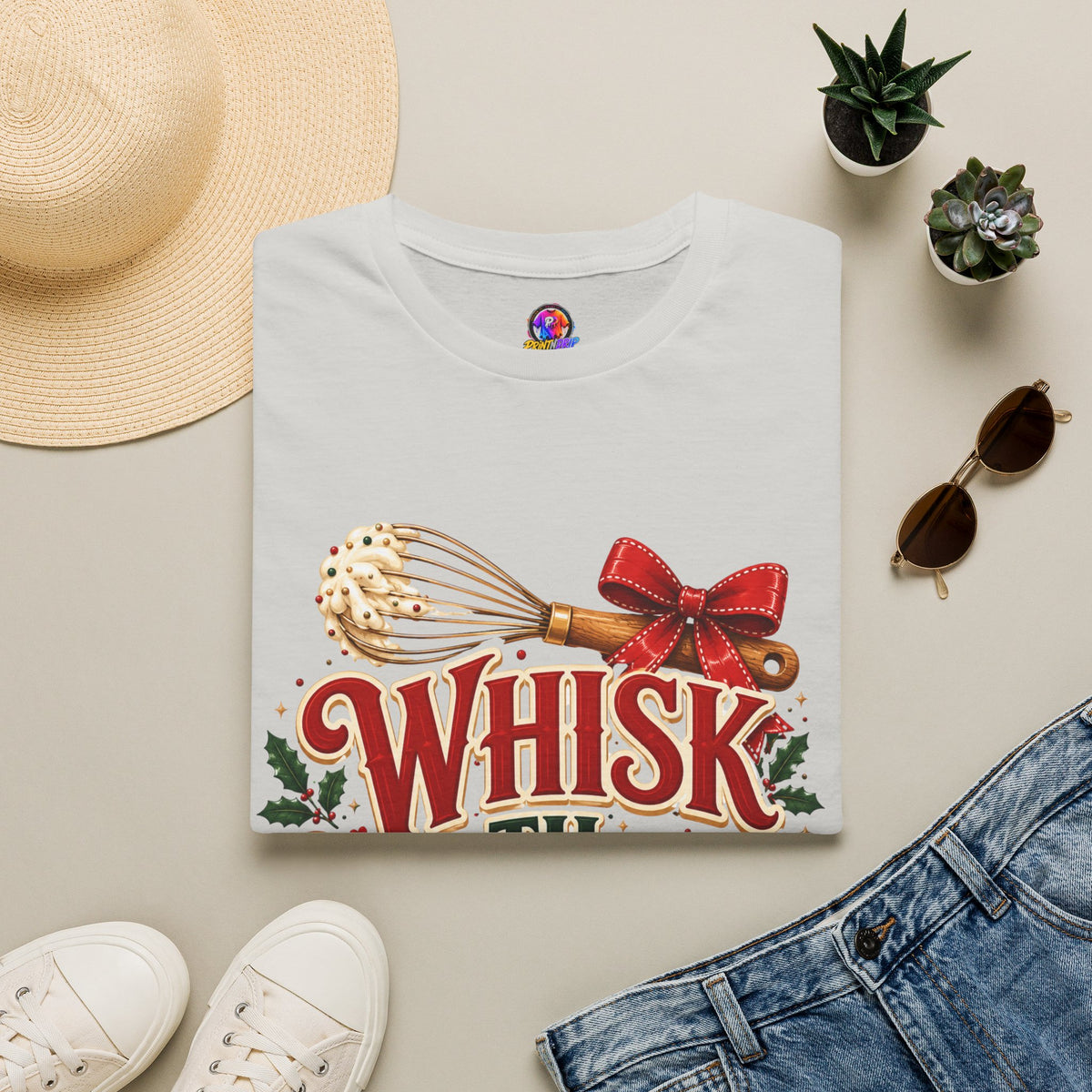 Christmas Baking T-Shirt — "Whisk 'Til Merry" Holiday Tee