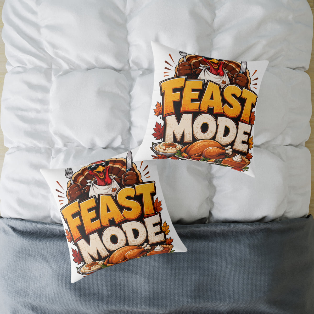Thanksgiving Feast Mode Throw Pillow — Thanksgiving Turkey Holiday Decor