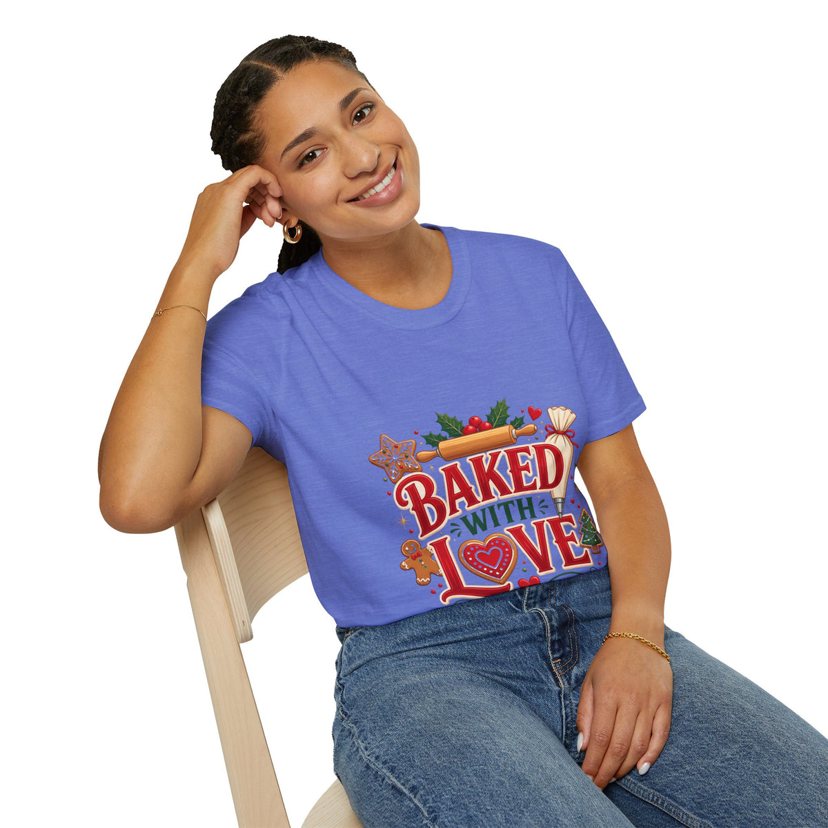 Baked With Love T-Shirt — Holiday Baking Christmas Cookie Chef Tee
