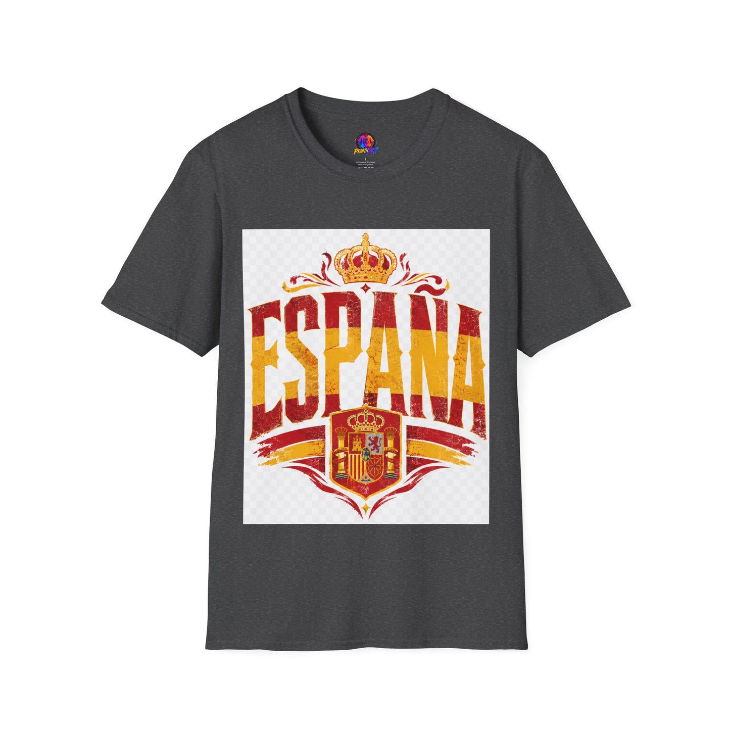 Spain Crown Graphic T-Shirt — Spanish Flag Vintage Crest Tee