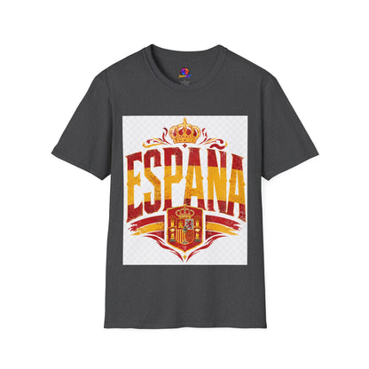 Spain Crown Graphic T-Shirt — Spanish Flag Vintage Crest Tee
