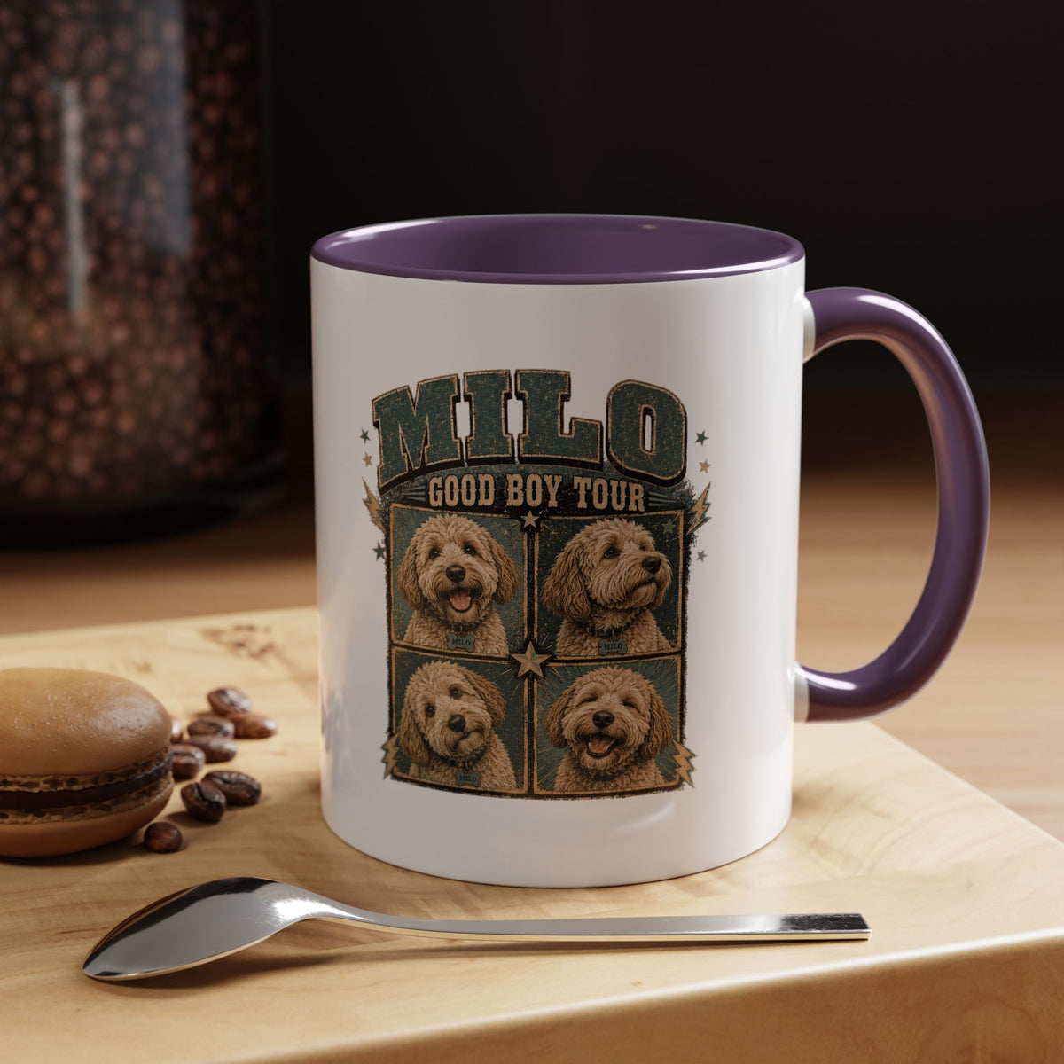 Milo Bailey Dog Dad Mom Milo 'Good Boy Tour' Accent Coffee Mug – Personalized Dog Photo Tribute